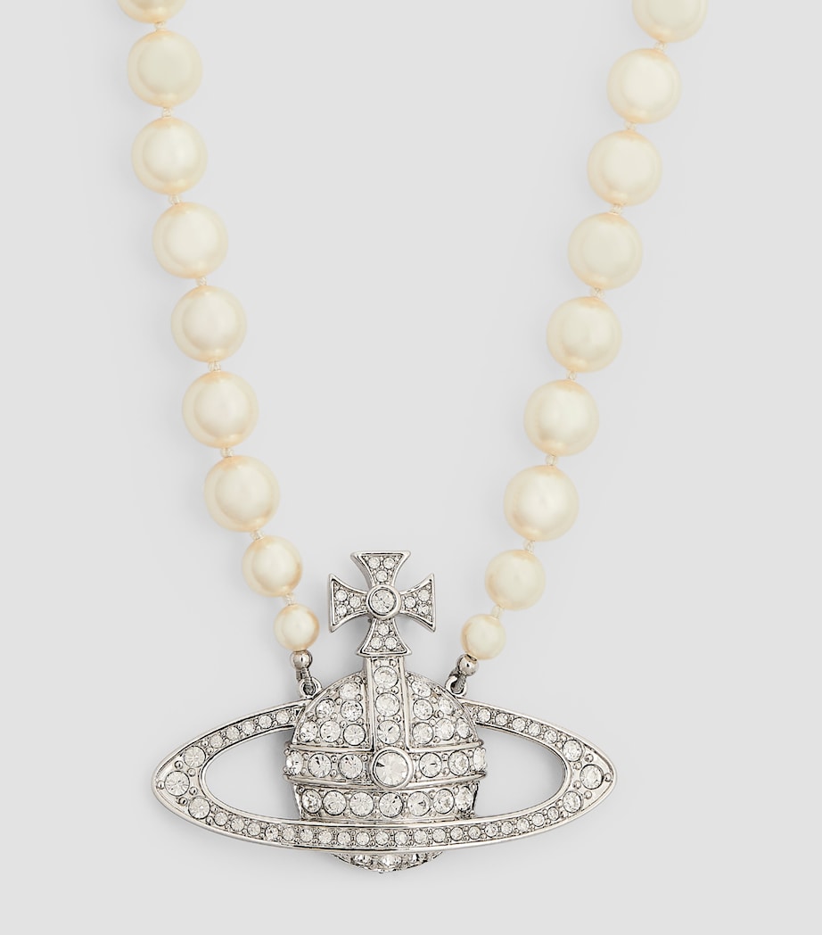 Pearl Bas Relief Necklace P104- PLAT/CRM/CRYST Image 2