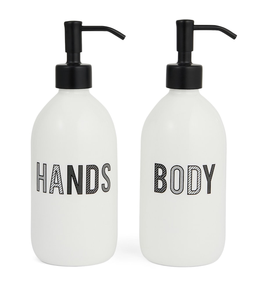 Bone China Hand and Body Wash Dispenser Set WHITE Image 1