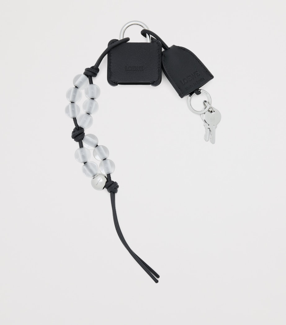 Leather Amazona Padlock Bag Charm BLACK/SILVER Image 2