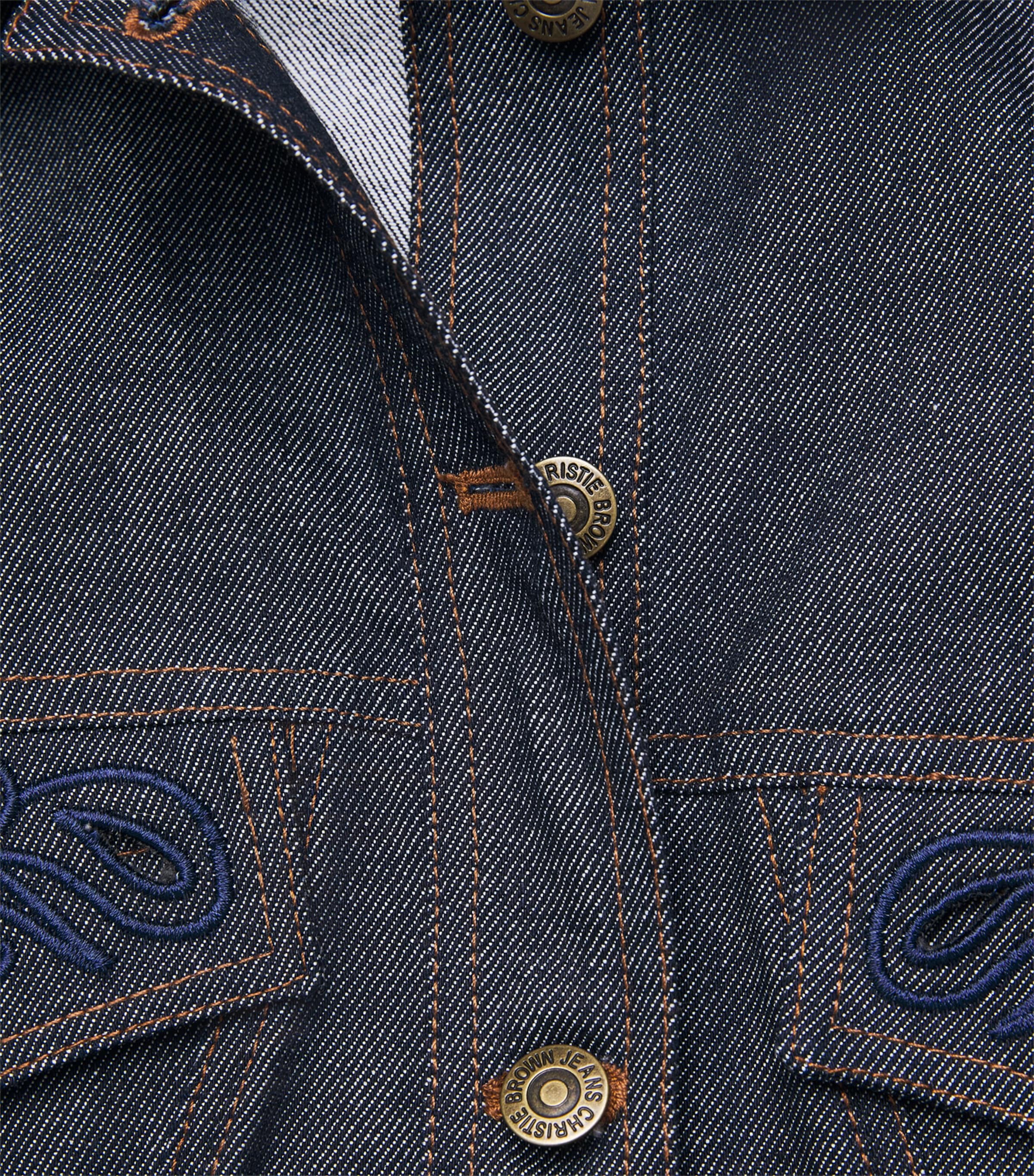 Christie Brown Womens Laser-Cut Denim Jacket Nvb Image 6