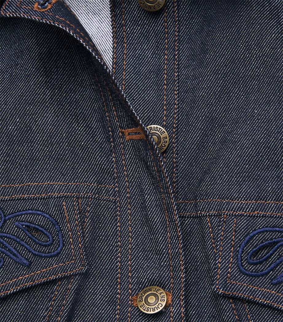 Christie Brown Womens Laser-Cut Denim Jacket Nvb Image 6