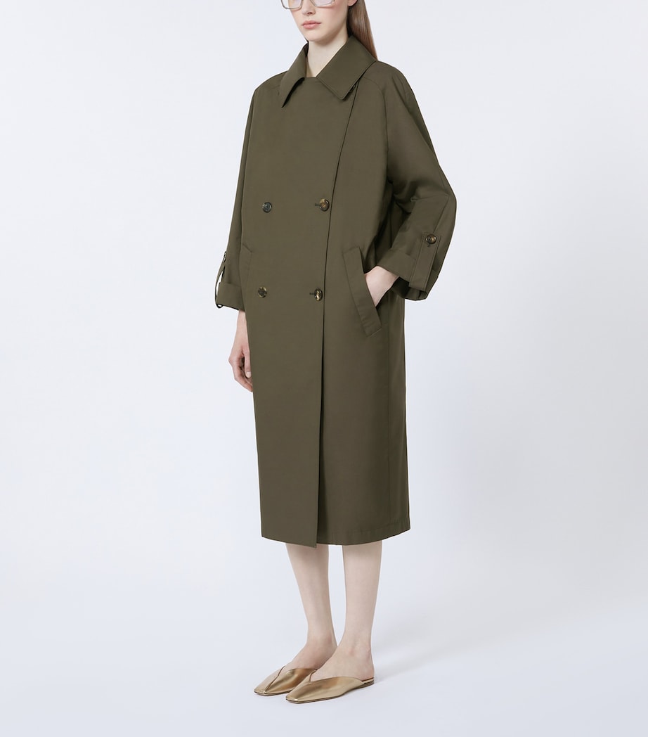 Water-Repellent Gabardine Trench Coat GREEN Image 5
