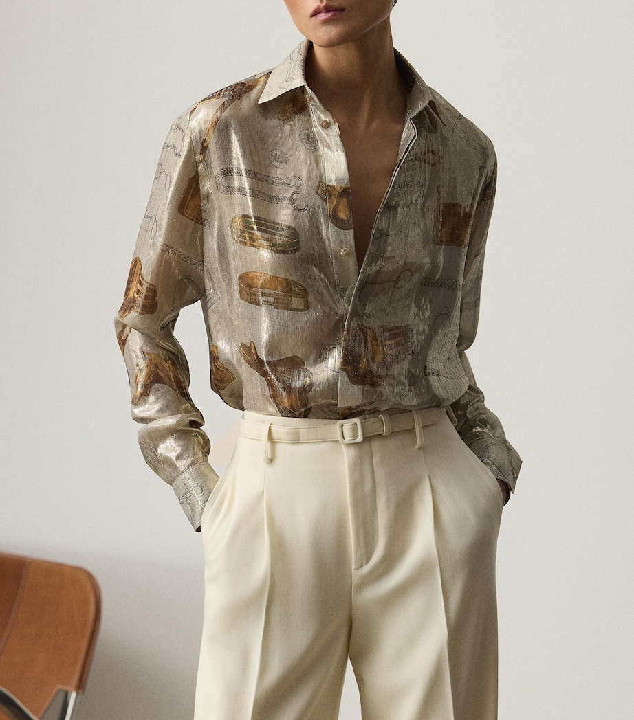 Lamé Equestrian Print Evelina Shirt PALLADIUM MULTI Image 6