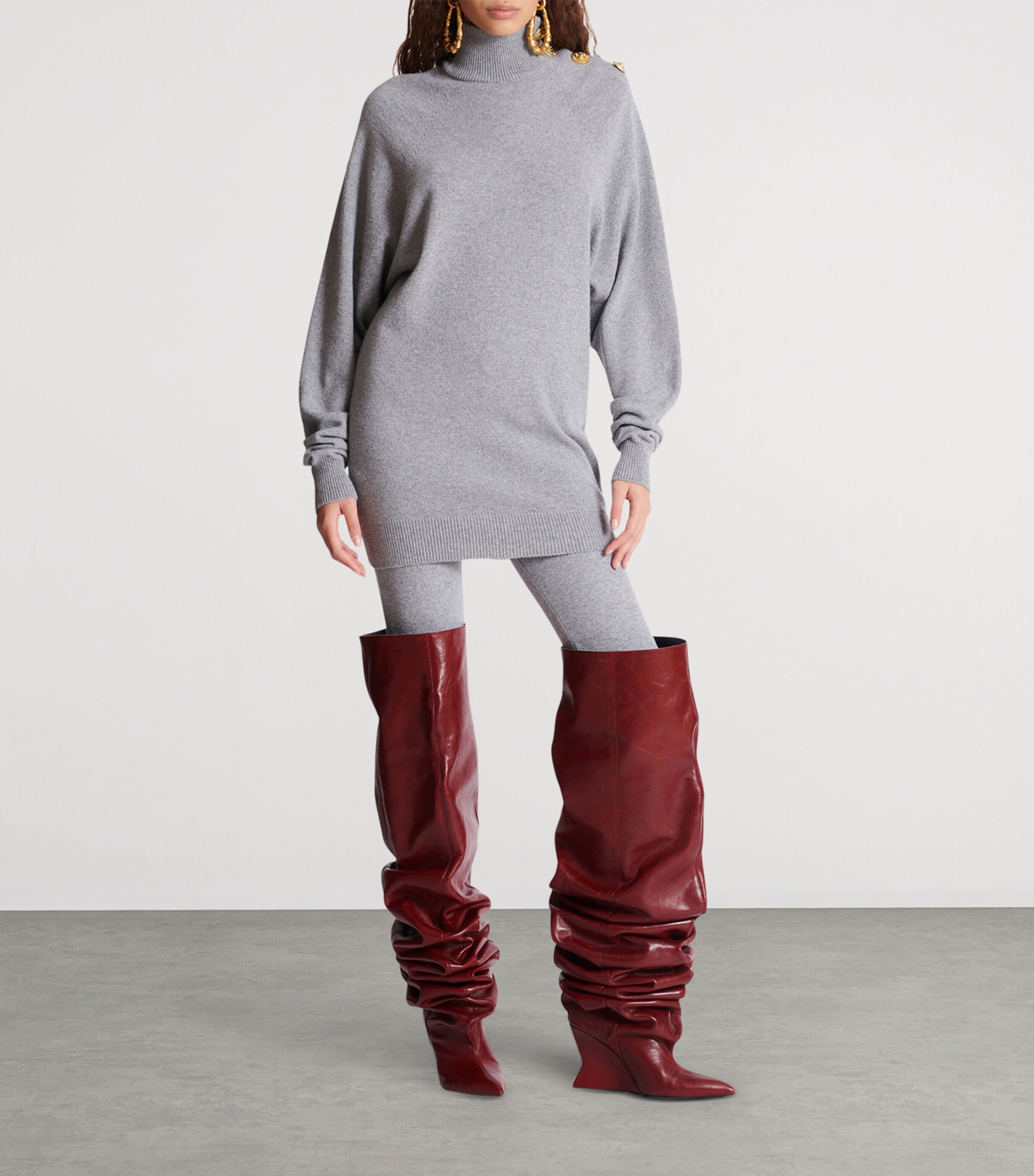 Cashmere-Virgin Wool Mini Sweater Dress 9UB GRIS CHIN Image 6