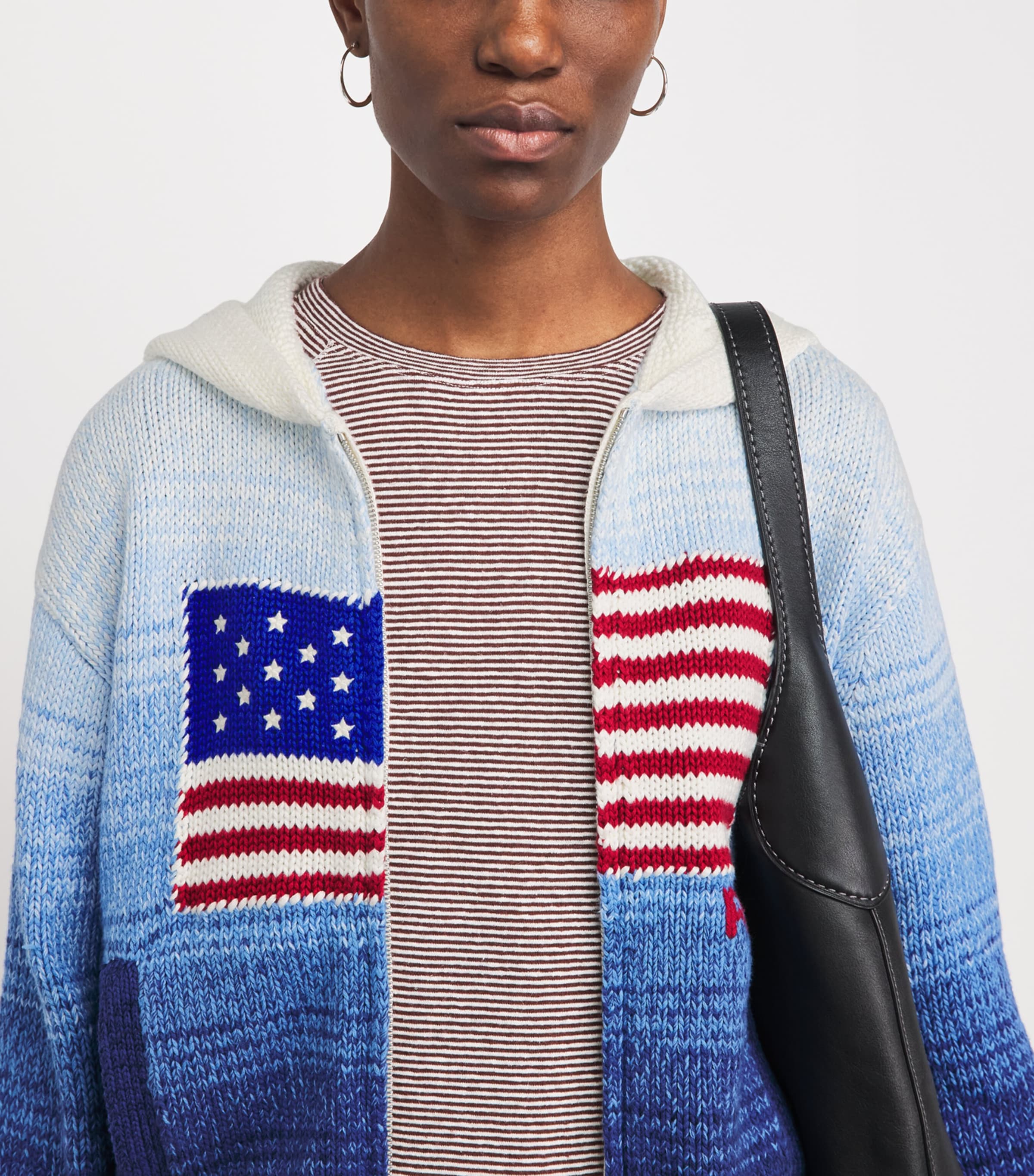 Polo Ralph Lauren Womens Flag Ombré Zip Hoodie White/royal Blue Image 3