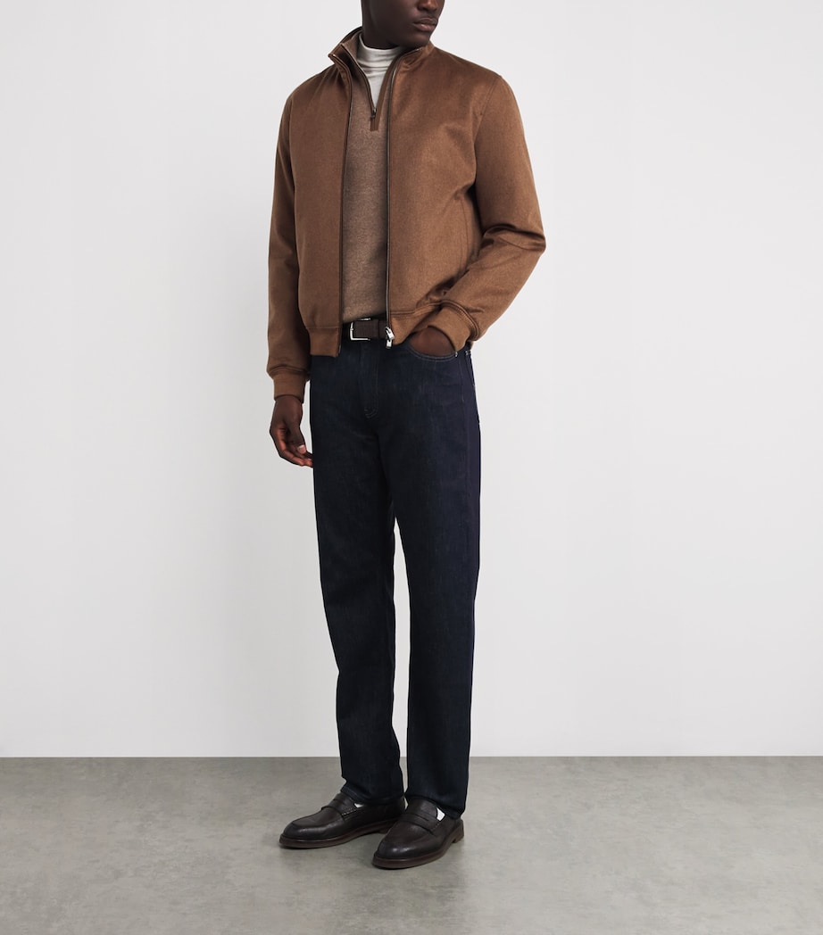 Cashmere High-Neck Bomber Jacket M30 - BROWN -VICUNA Image 2