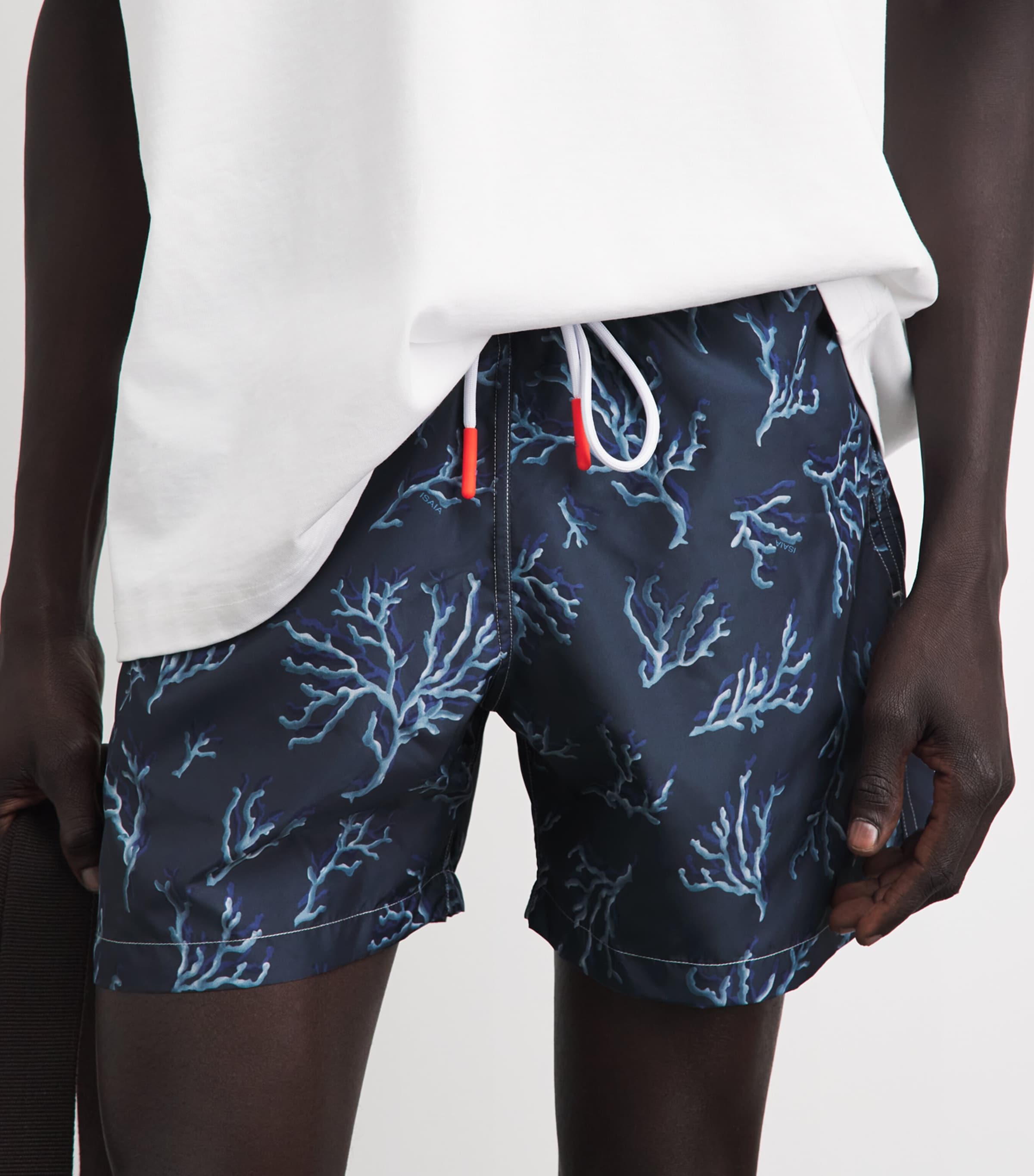 Isaia Mens Coral Print Swim Shorts Image 3