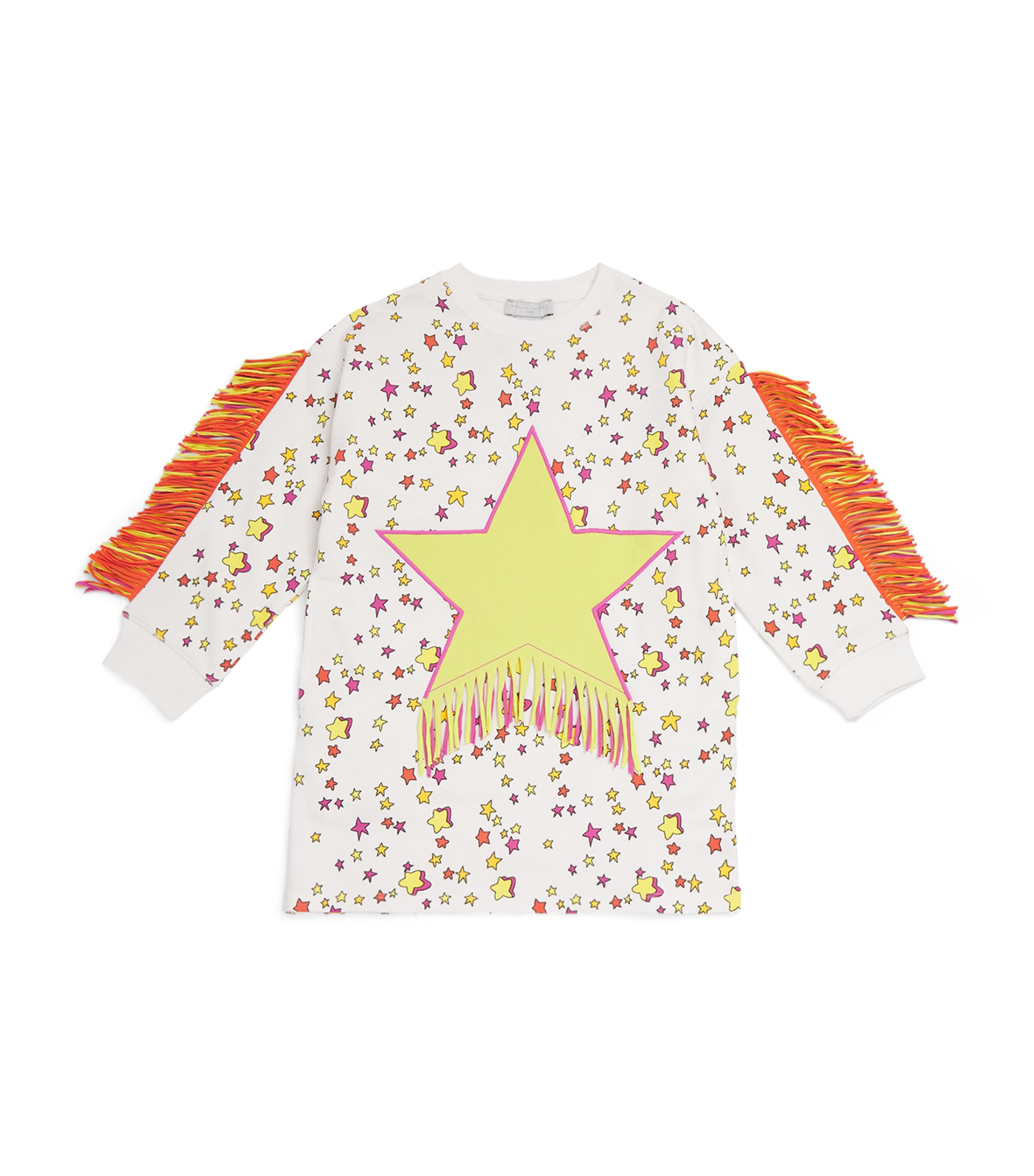Stella Mccartney Star Print Fringe-detail Dress In White