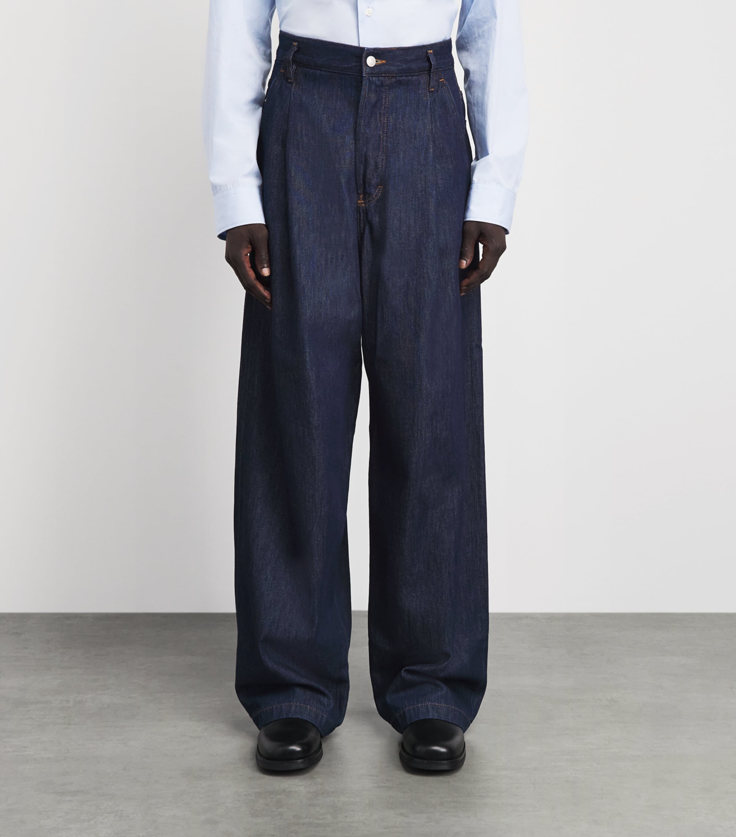 DRIES VAN NOTEN Mens Pleated Penning Wide-Leg Jeans Image 4