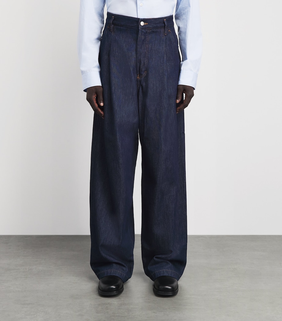 DRIES VAN NOTEN Mens Pleated Penning Wide-Leg Jeans Image 4