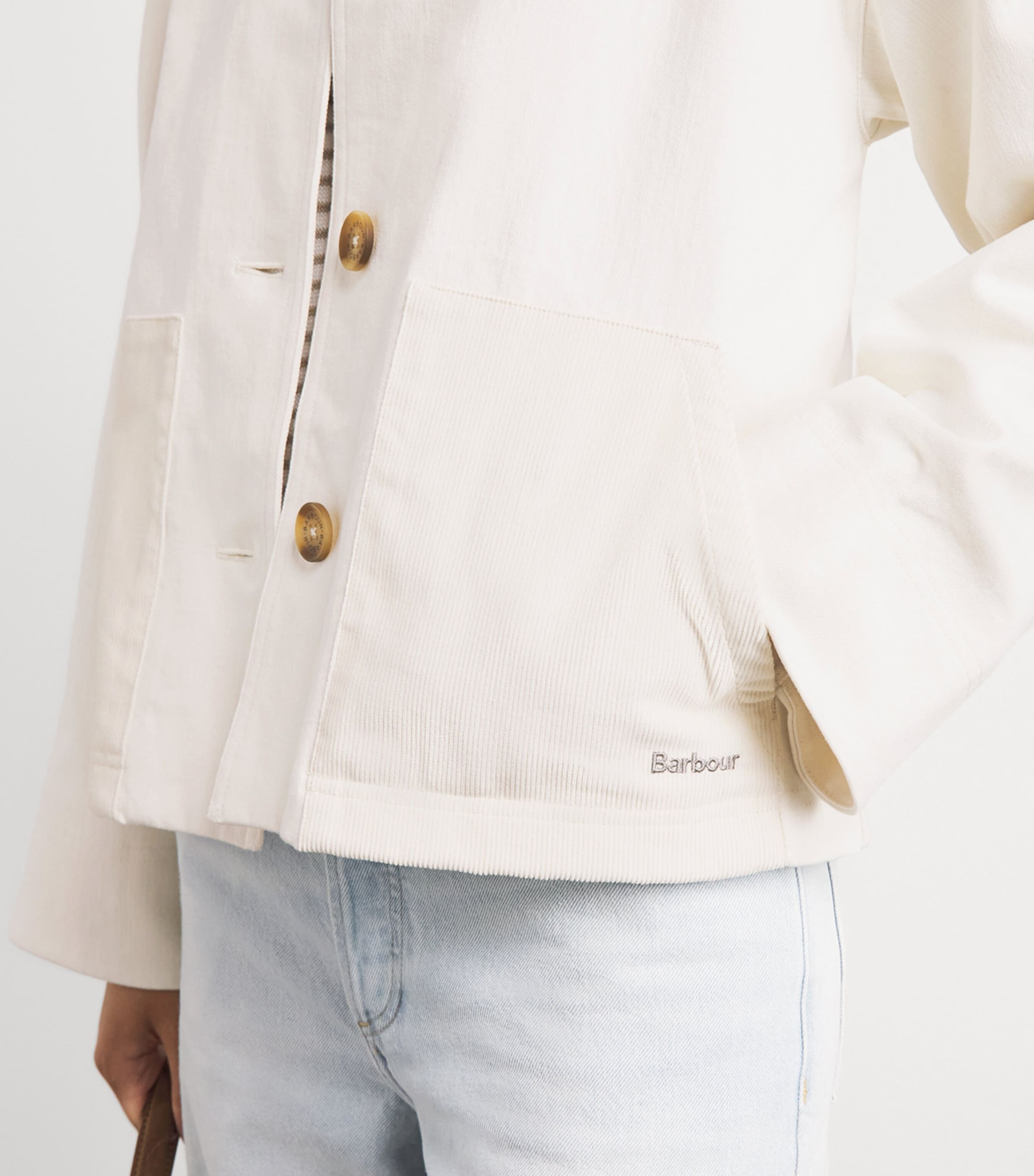 Barbour Womens Stretch-Cotton Cloverdale Jacket Neutral Image 3