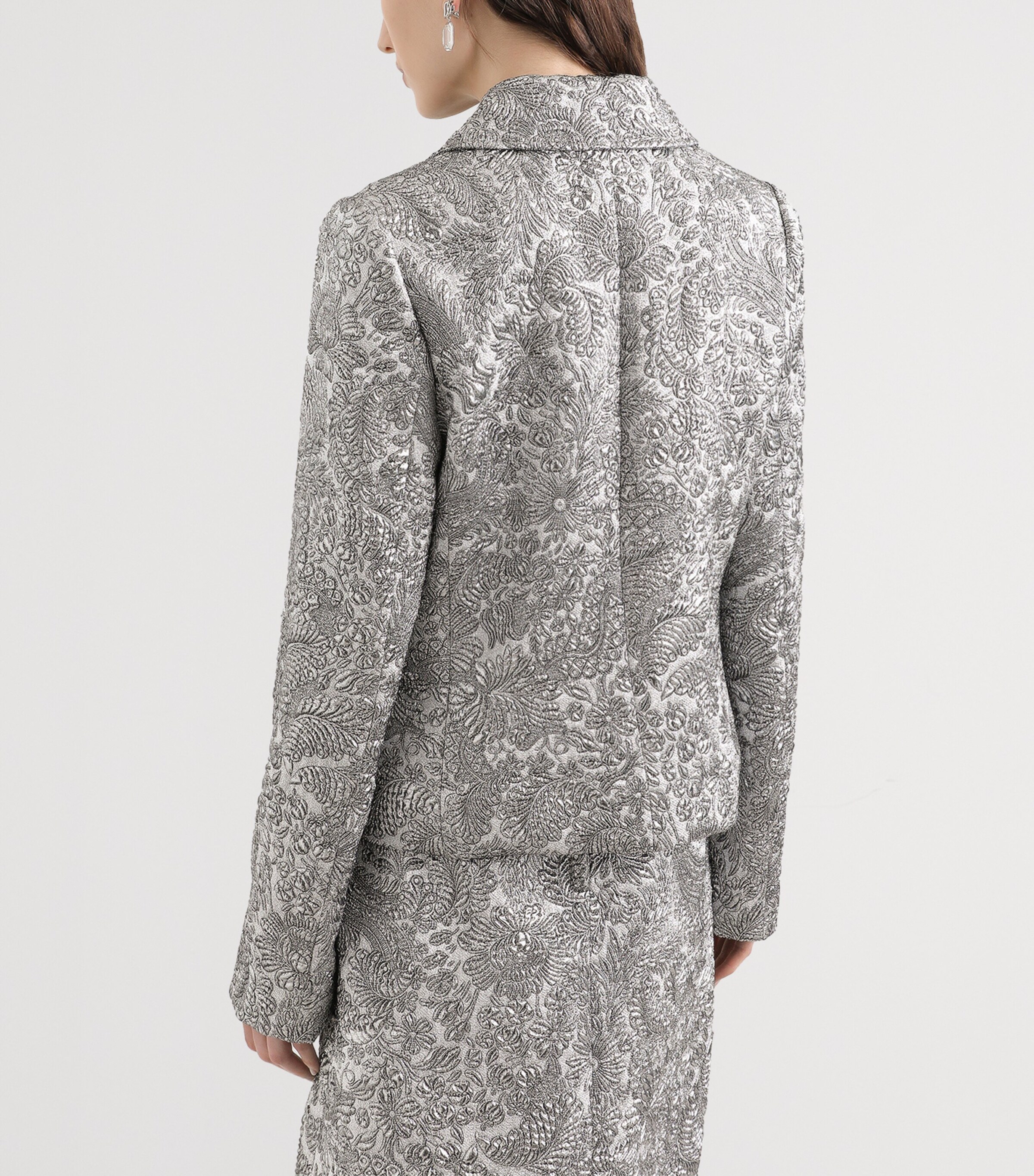 Embroidered Floral Jacket S0998-SILV Image 5