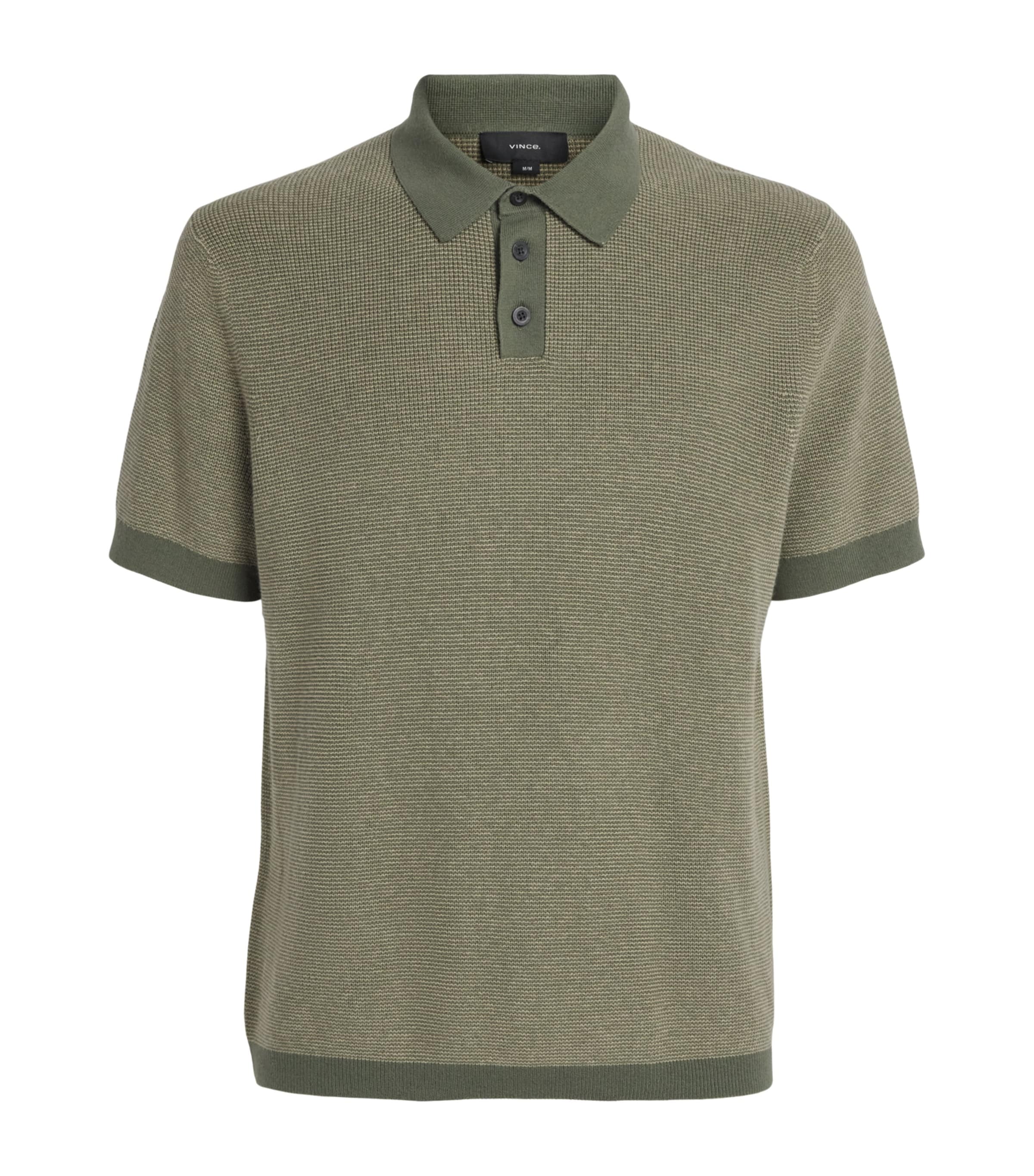 Vince Mens Cotton-Cashmere Polo Shirt Coultr Grn/dsrt Brsh Image 1
