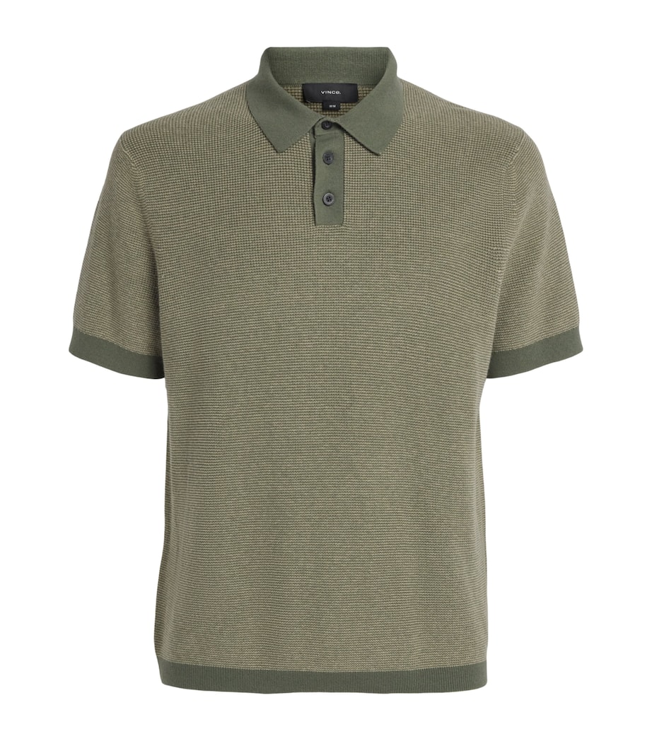 Vince Mens Cotton-Cashmere Polo Shirt Coultr Grn/dsrt Brsh Image 1
