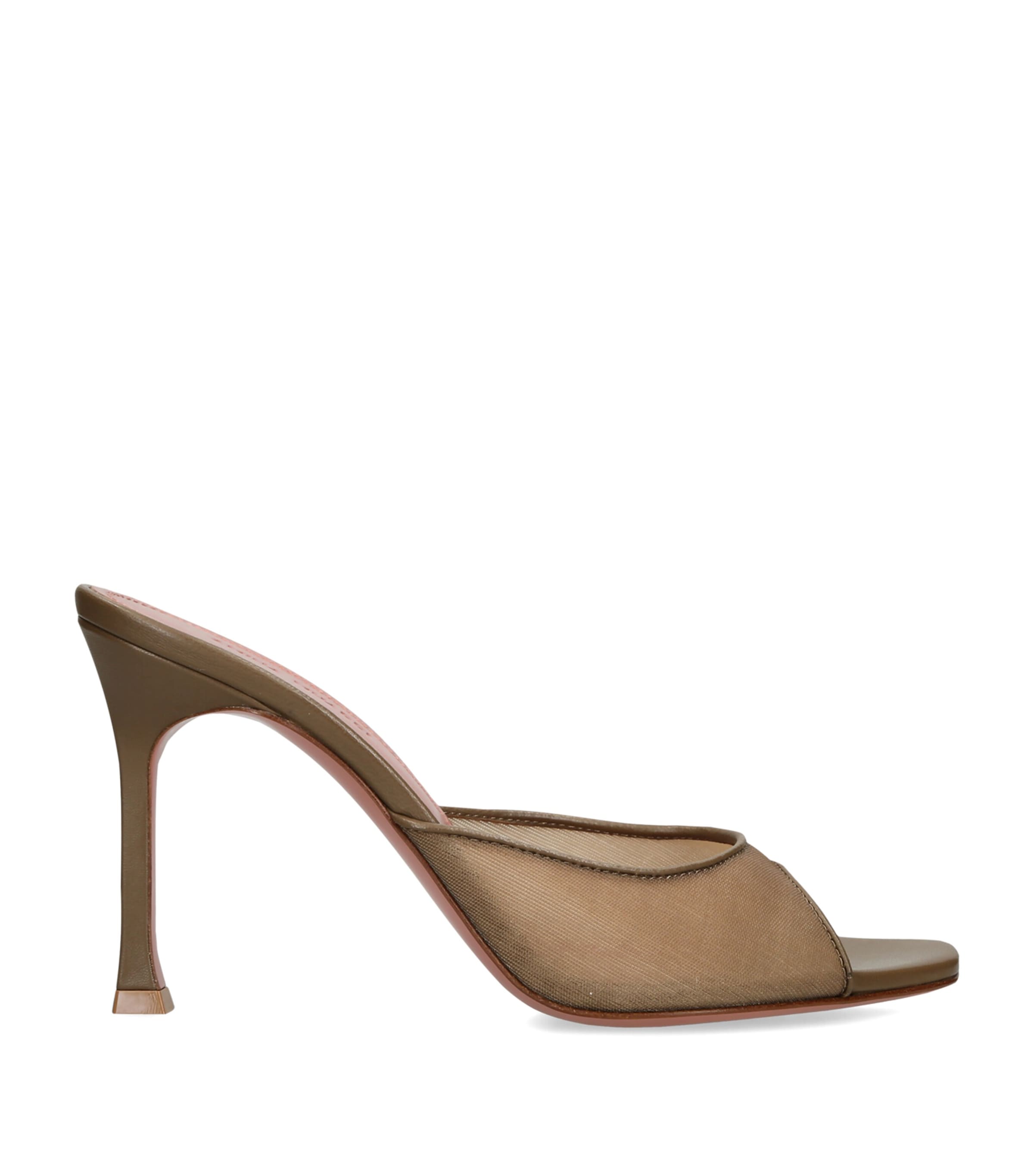 Amina Muaddi Mesh Alexa Heeled Mules 95 Taupe Image 1