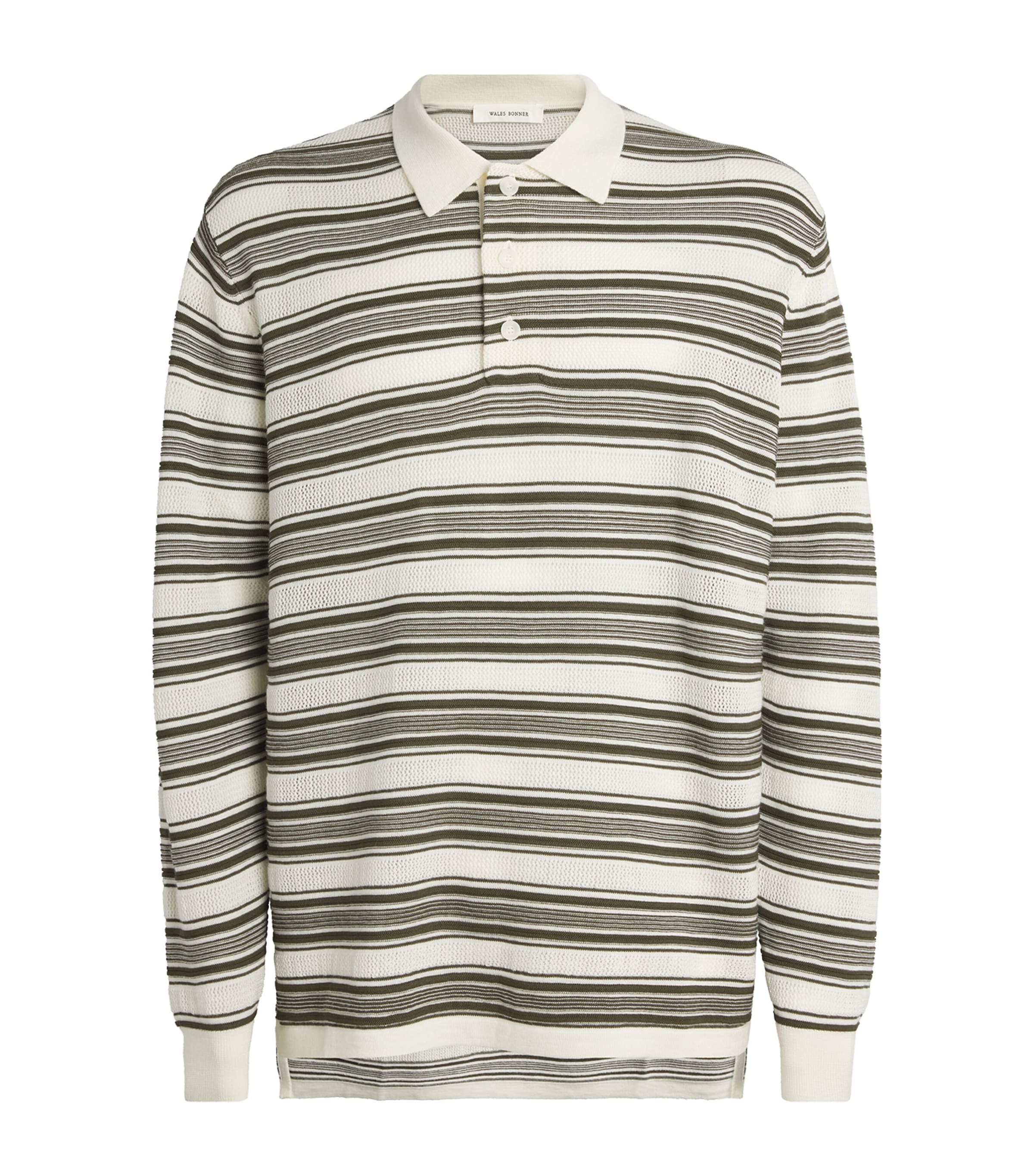 Wales Bonner Samuel Striped Wool-blend Polo Sweater In Pattern
