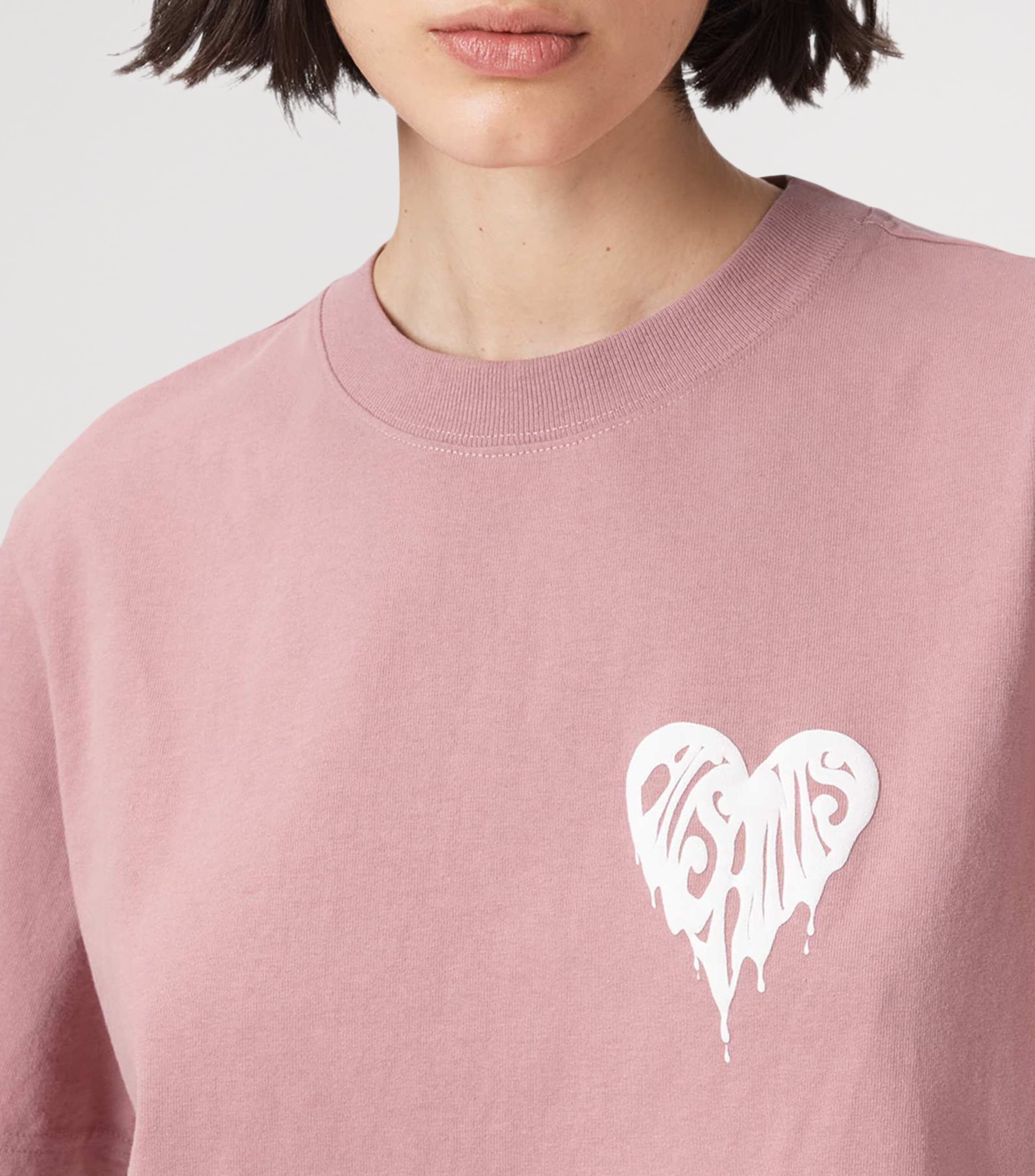 AllSaints Womens Organic Cotton Lisa Trip T-Shirt Woodrose Pink Image 6