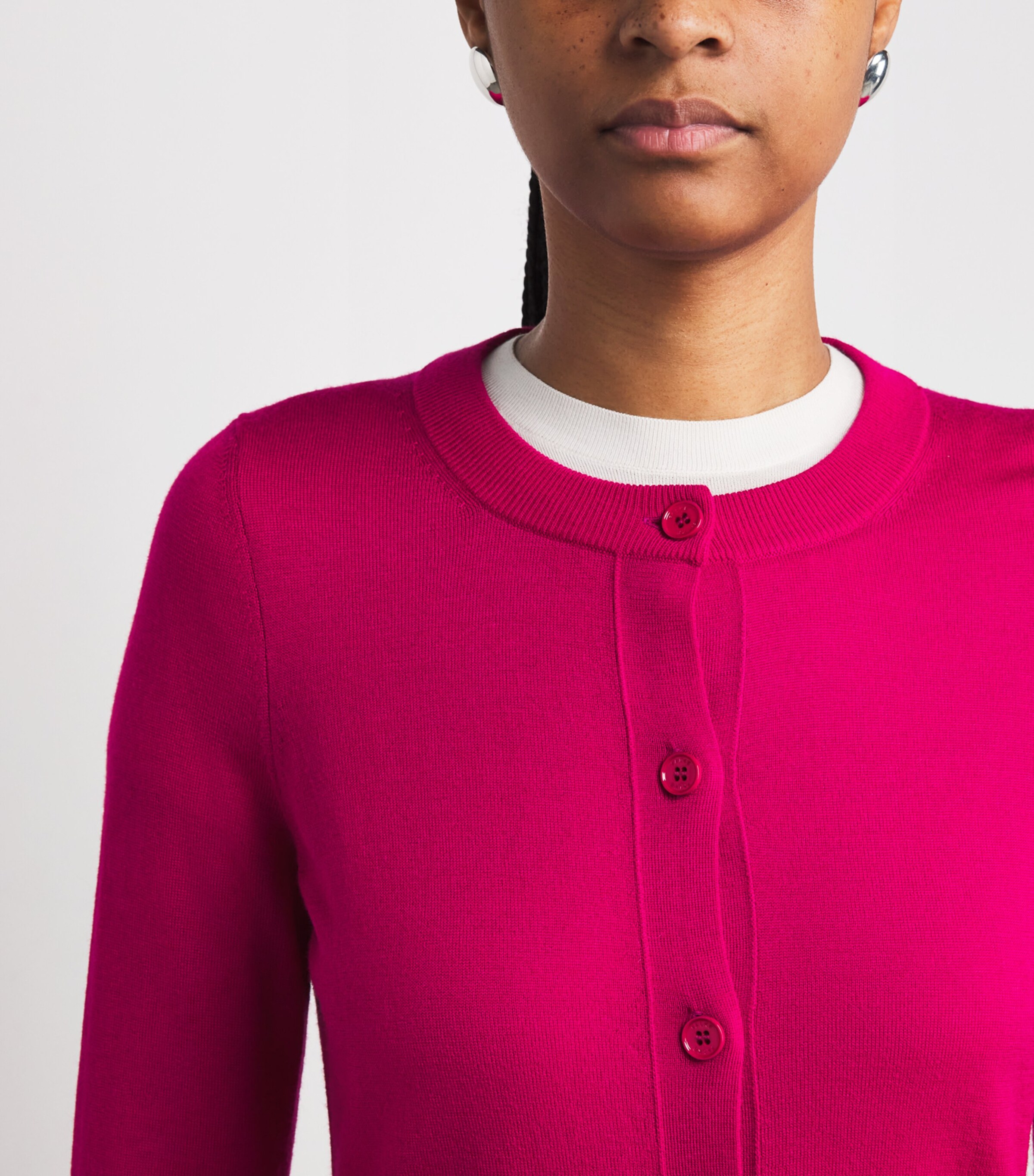 Merino Wool Extra-Fine Cardigan 8046 MAGENTA Image 6