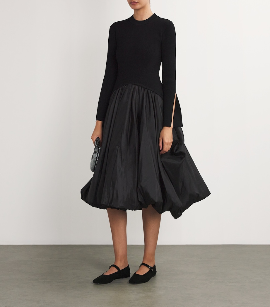 Suede Mary Jane Ballet Flats BLACK Image 5