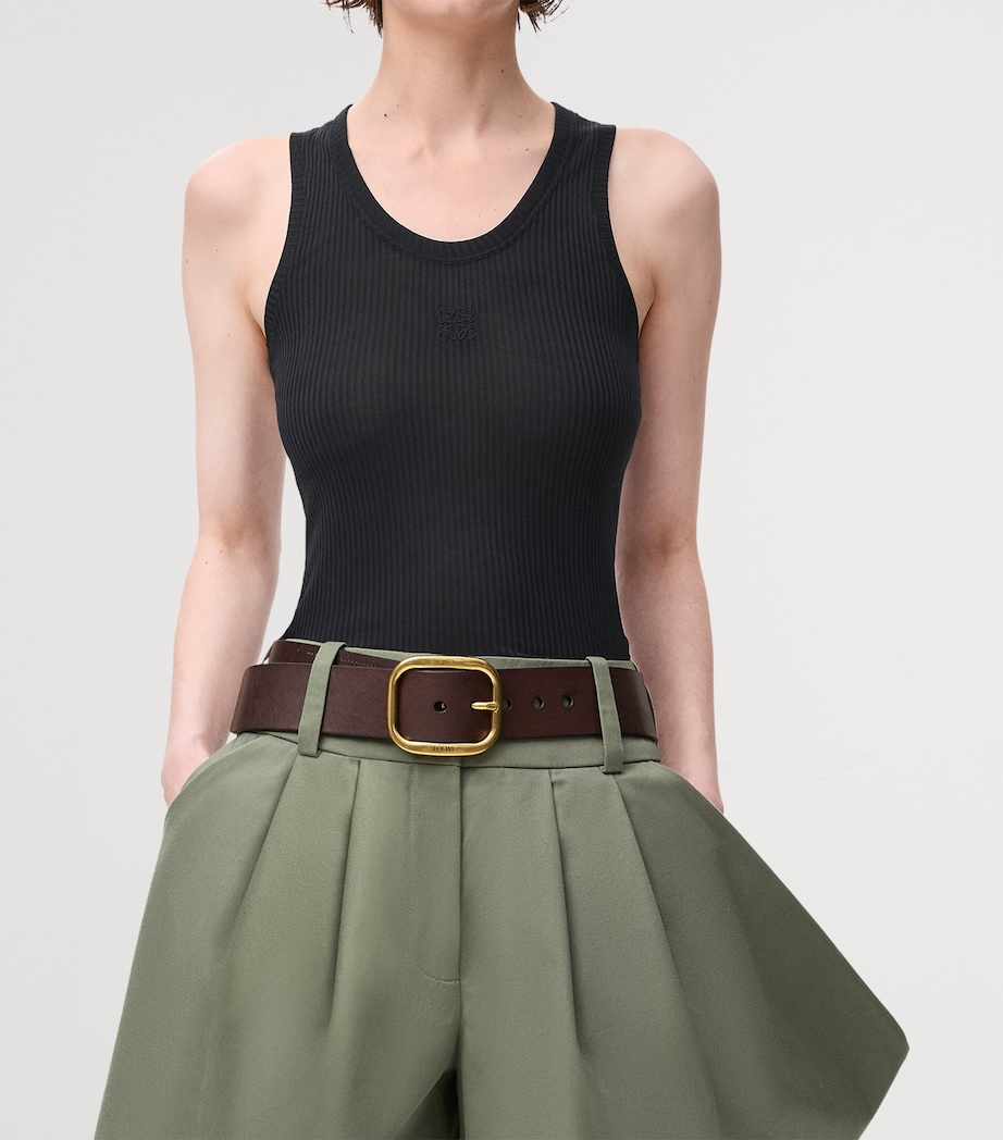 Silk-Blend Anagram Tank Top BLACK Image 3