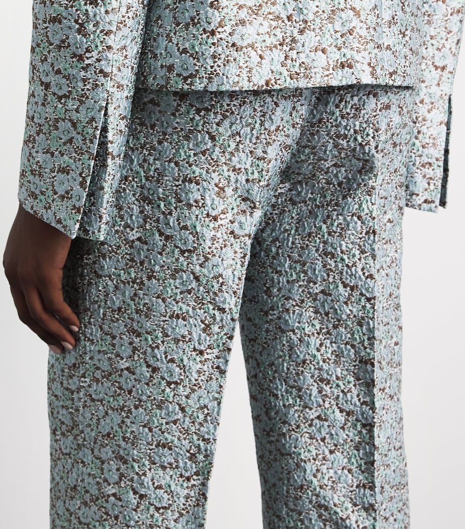 Tory Burch Womens Jacquard Blazer Blue Floral Image 3