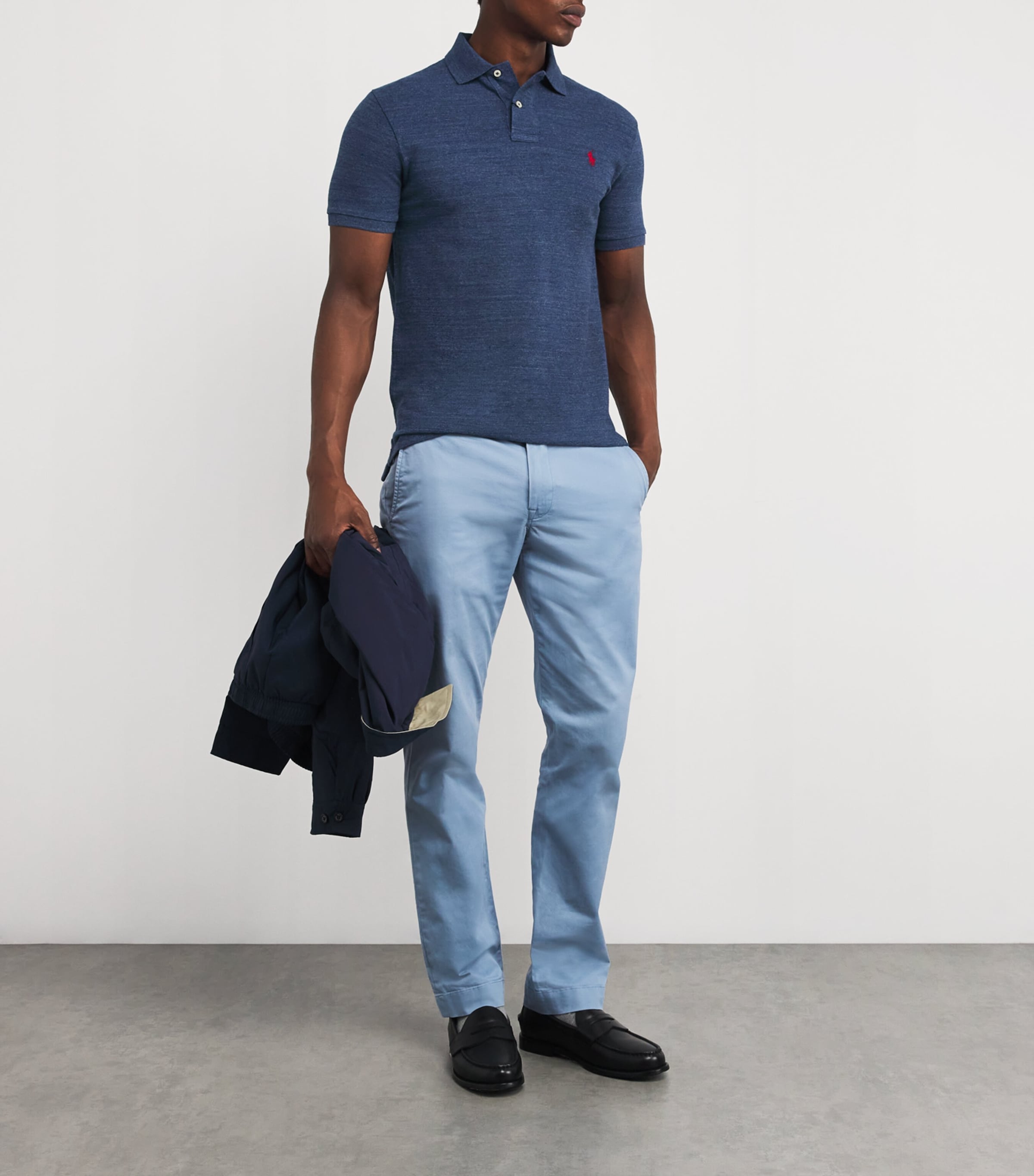 Cotton Mesh Slim-Fit Polo Shirt ROYAL BLUE HEATHER Image 2