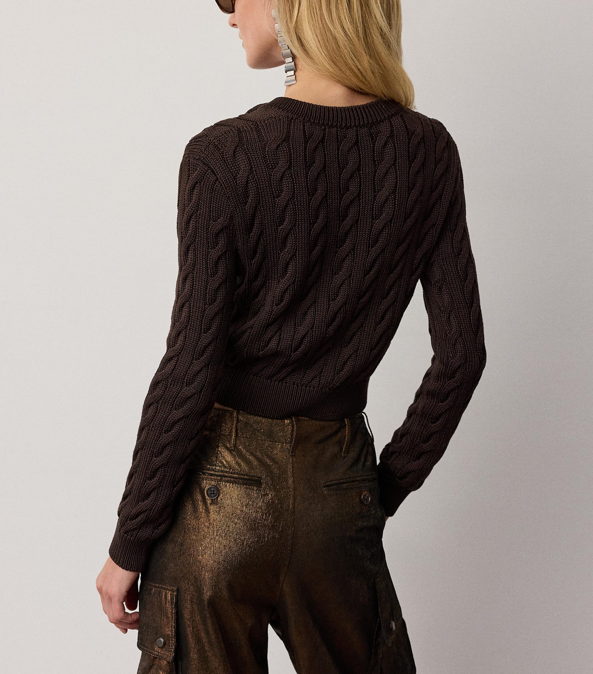 Ralph Lauren Collection Womens Mulberry Silk Cropped Cardigan Sycamore Image 3