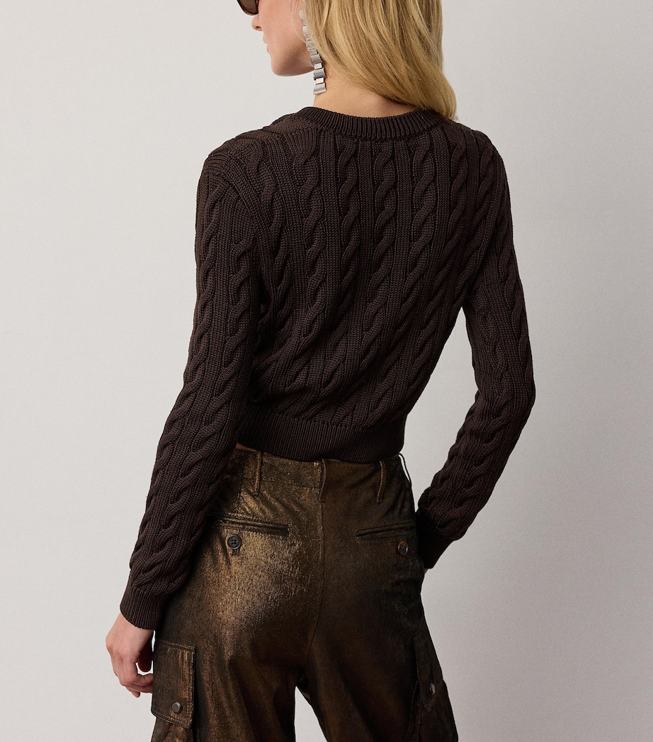Ralph Lauren Collection Womens Mulberry Silk Cropped Cardigan Sycamore Image 3