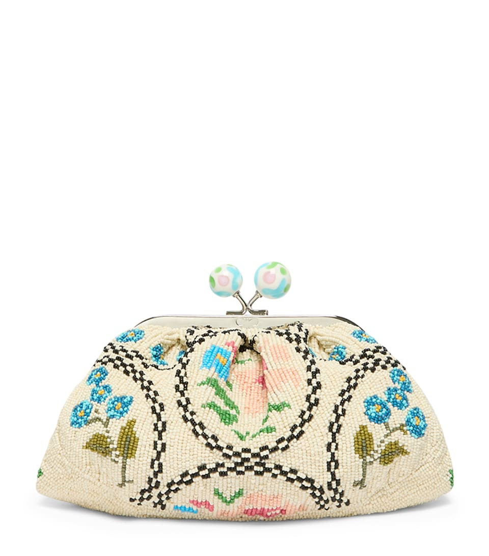 Weekend Max Mara Cotton Beaded Clutch Bag Pink