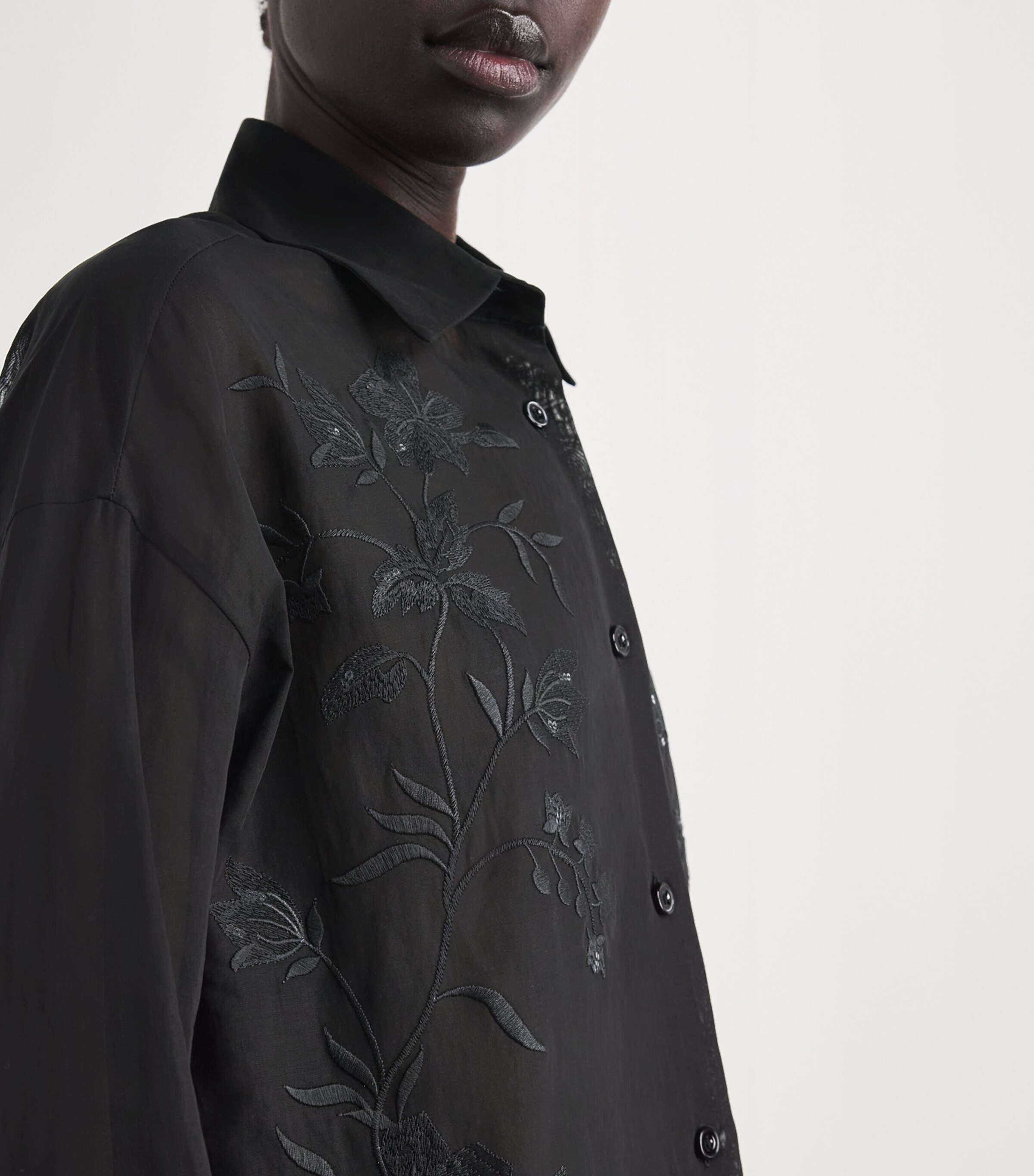 Eleventy Womens Cotton Embroidered Shirt Nero Image 3
