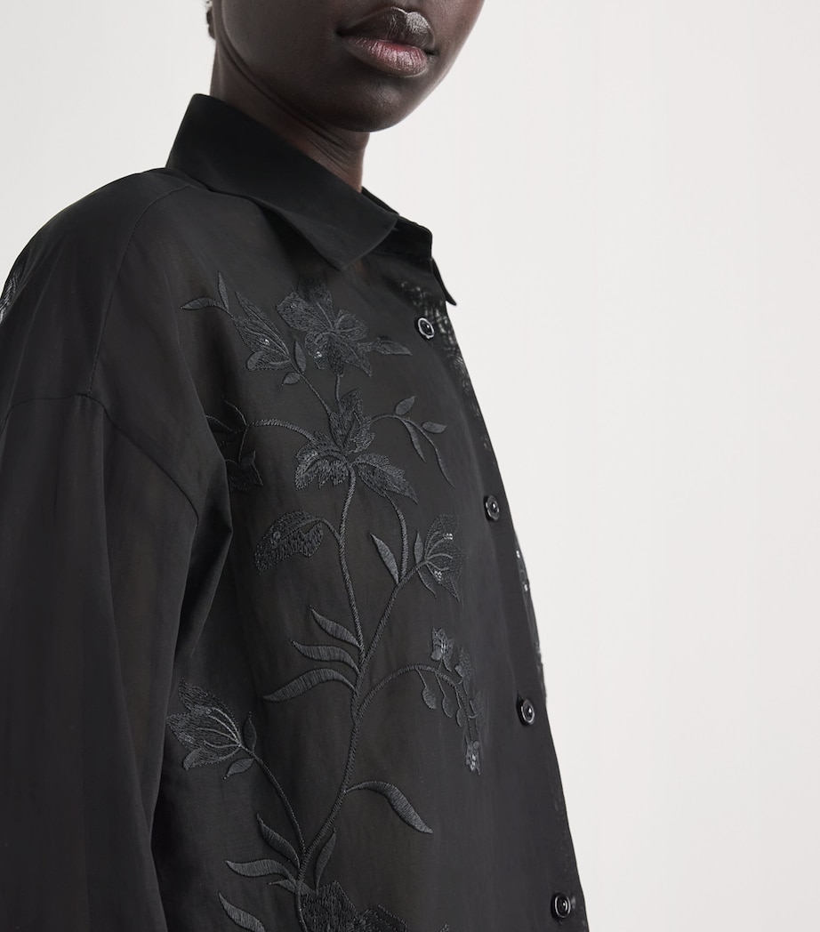 Eleventy Womens Cotton Embroidered Shirt Nero Image 3