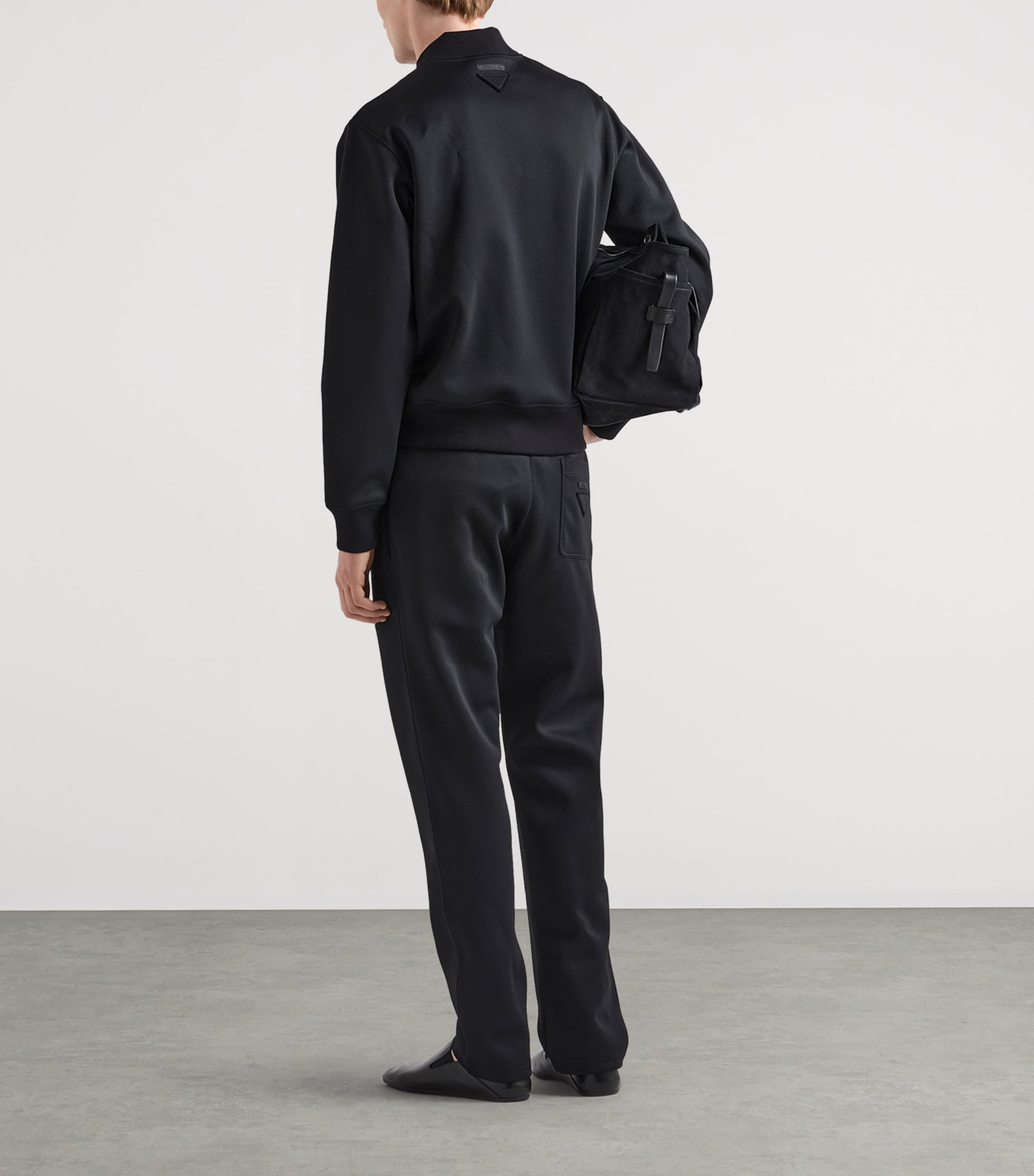 Prada Mens Jersey Bomber Jacket Black Image 5