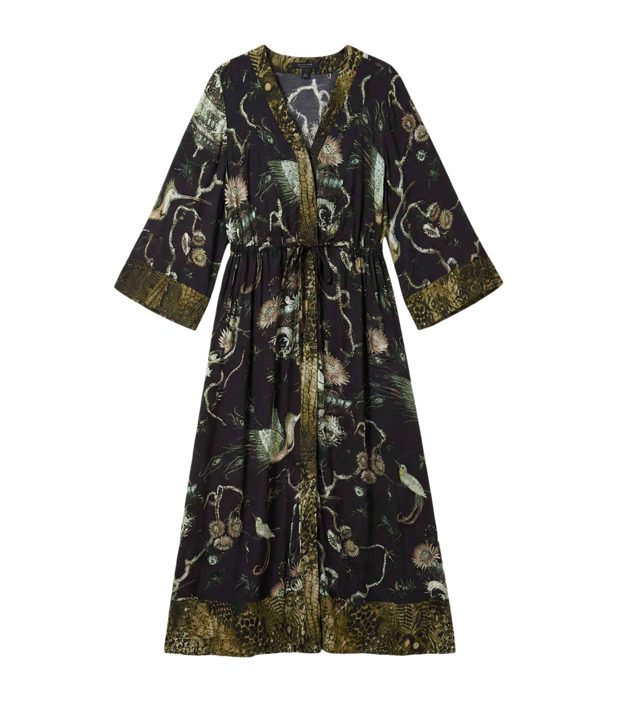 AllSaints Womens Printed Diana Midi Wrap Dress Taravao Soft Green Image 1