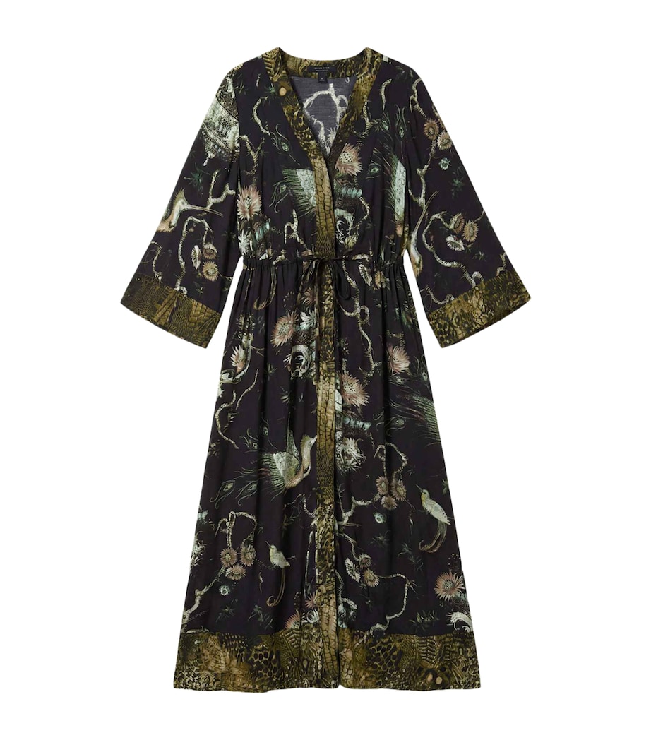 AllSaints Womens Printed Diana Midi Wrap Dress Taravao Soft Green Image 1