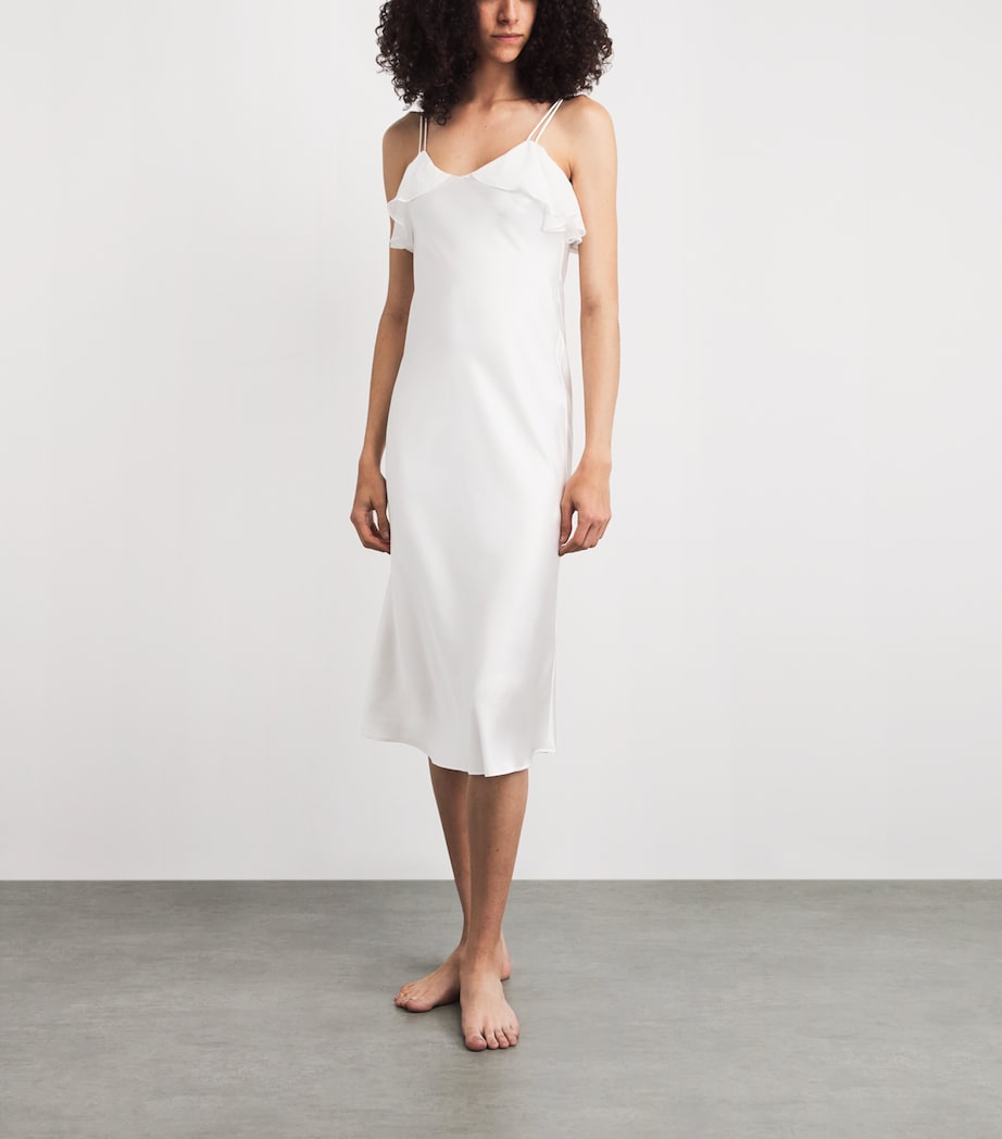 MANITO Womens Mulberry Silk Aurora Midi Slip Dress White Image 2