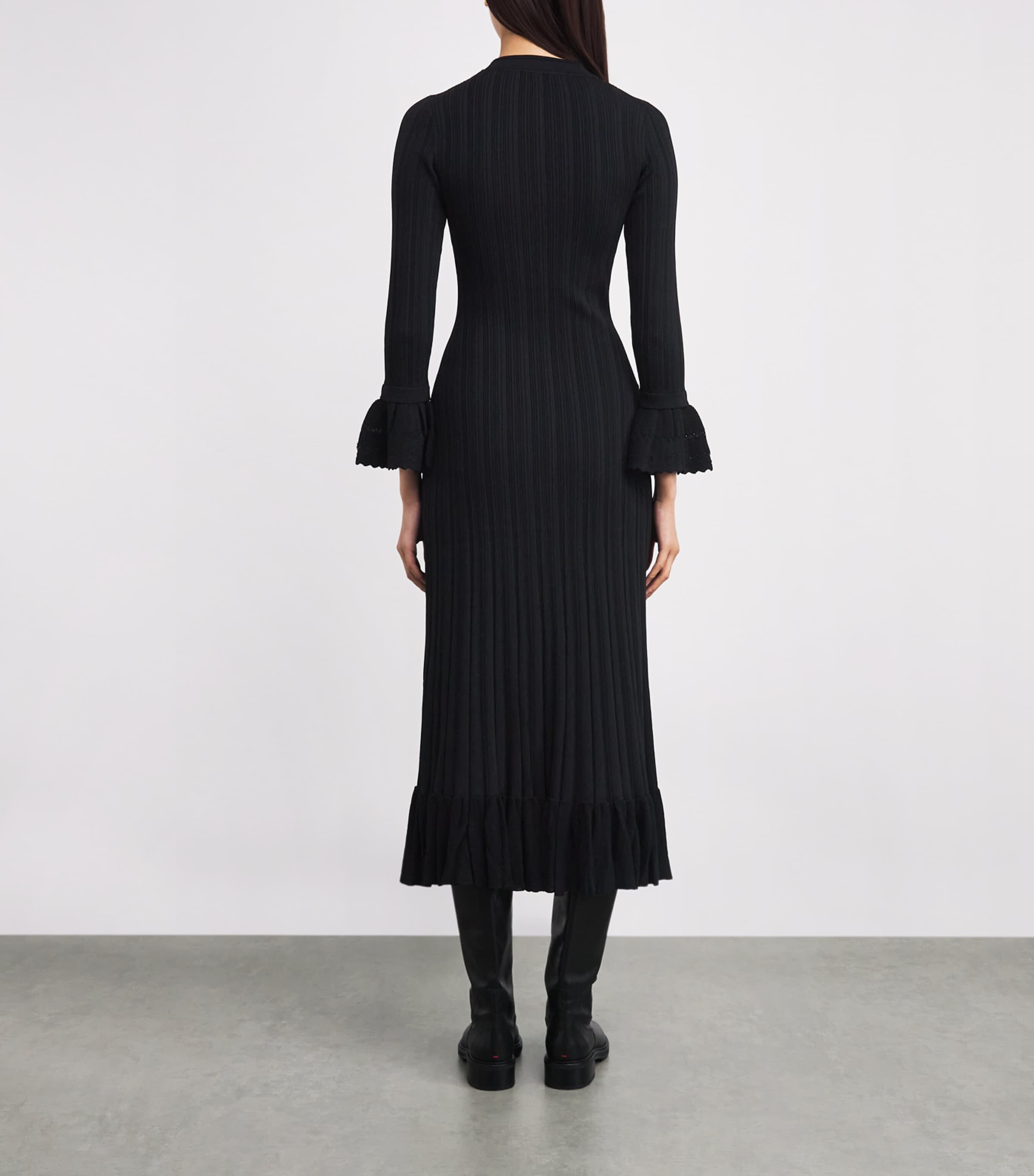 Knitted Midi Dress BLACK Image 3