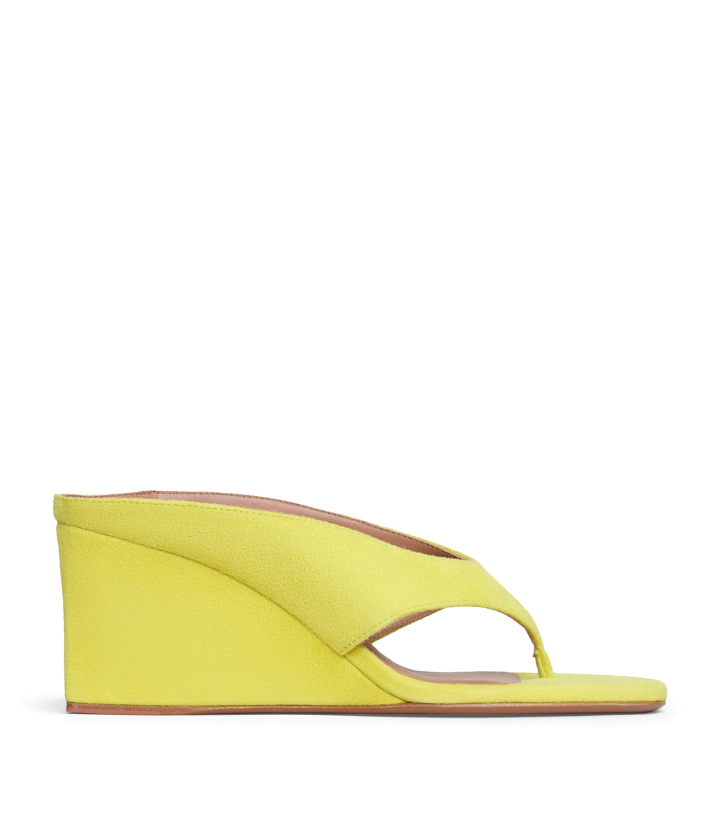 Alaïa Suede Cube Wedge Sandals 75 Lemon Yellow Image 1