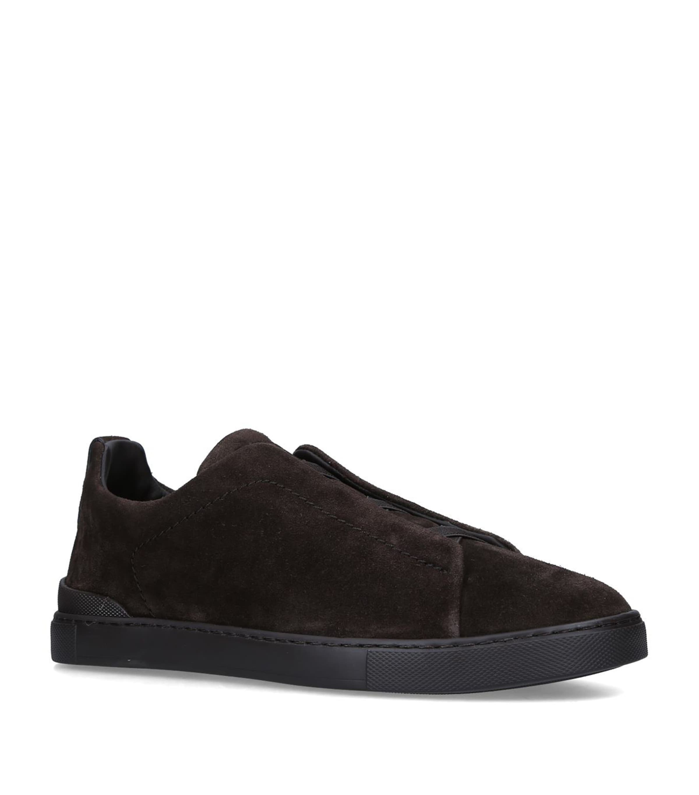 Suede Triple Stitch Sneakers BROWN Image 3