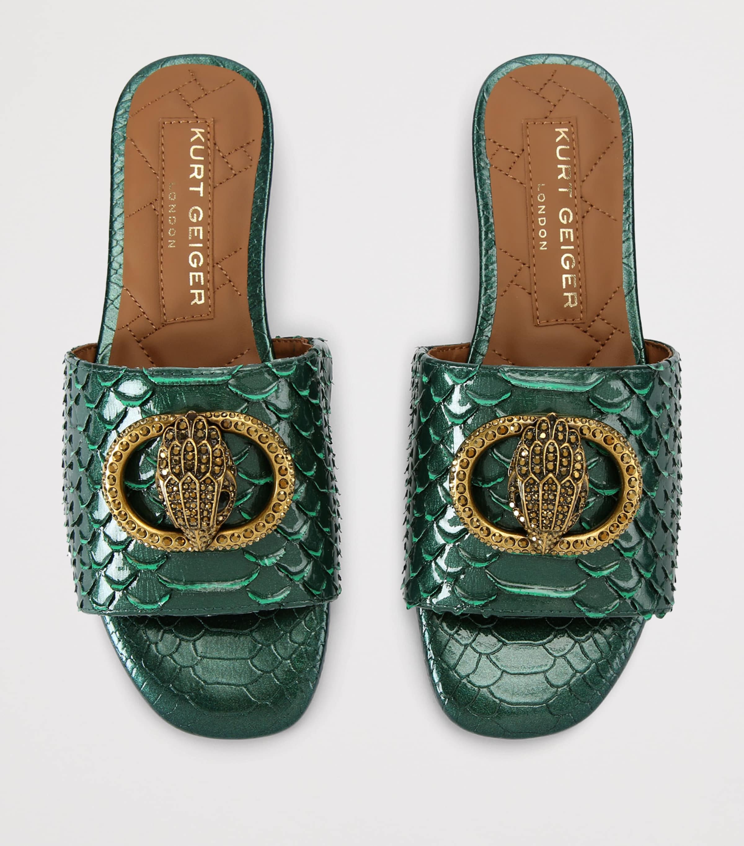 Leather Chelsea Flat Sandals GREEN Image 4