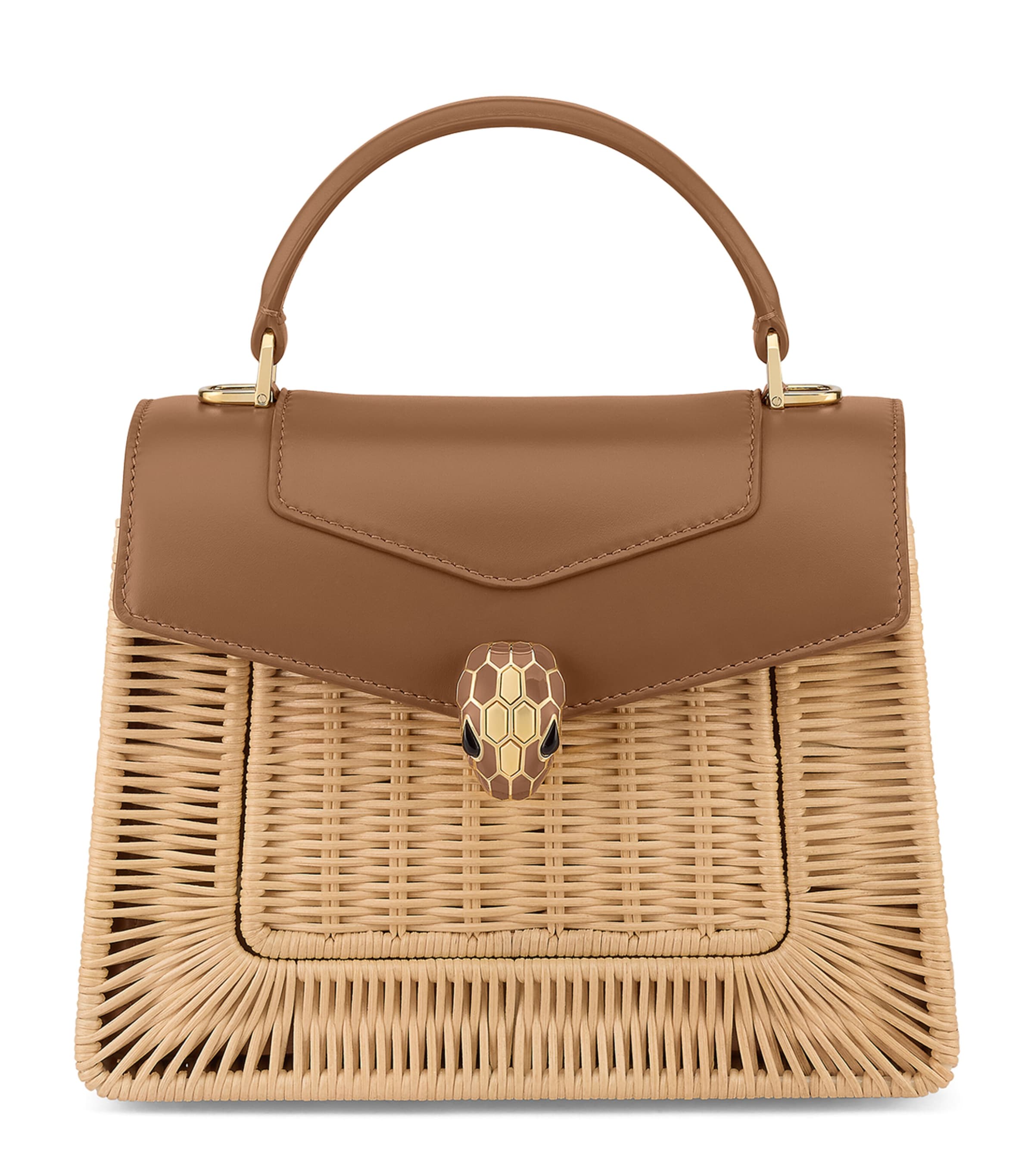 Rattan-Leather Serpenti Forever Top-Handle Bag BROWN Image 1