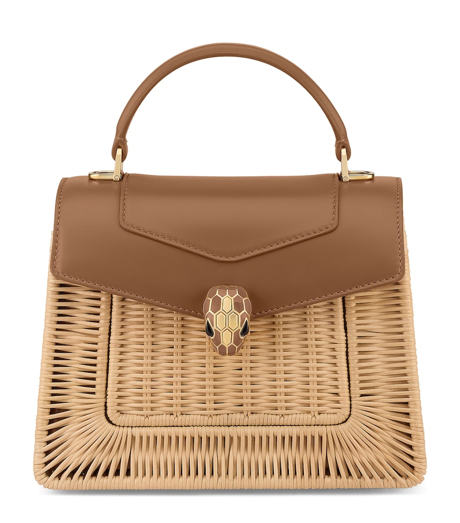 Rattan-Leather Serpenti Forever Top-Handle Bag BROWN Image 1
