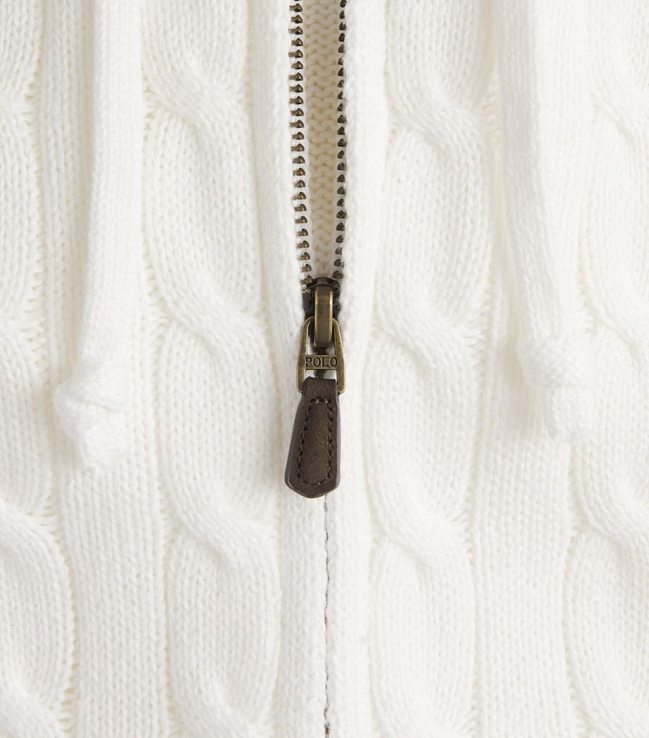 Polo Ralph Lauren Mens Cotton Cable-Knit Zip-Up Hoodie White Image 6