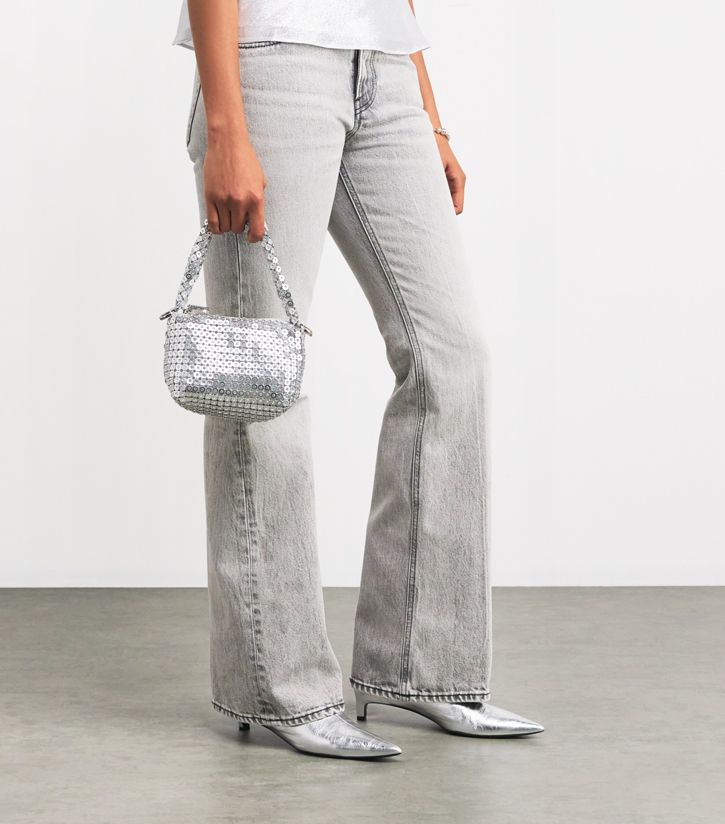 MAX&Co. Metal Mesh Shoulder Bag Ice Image 2