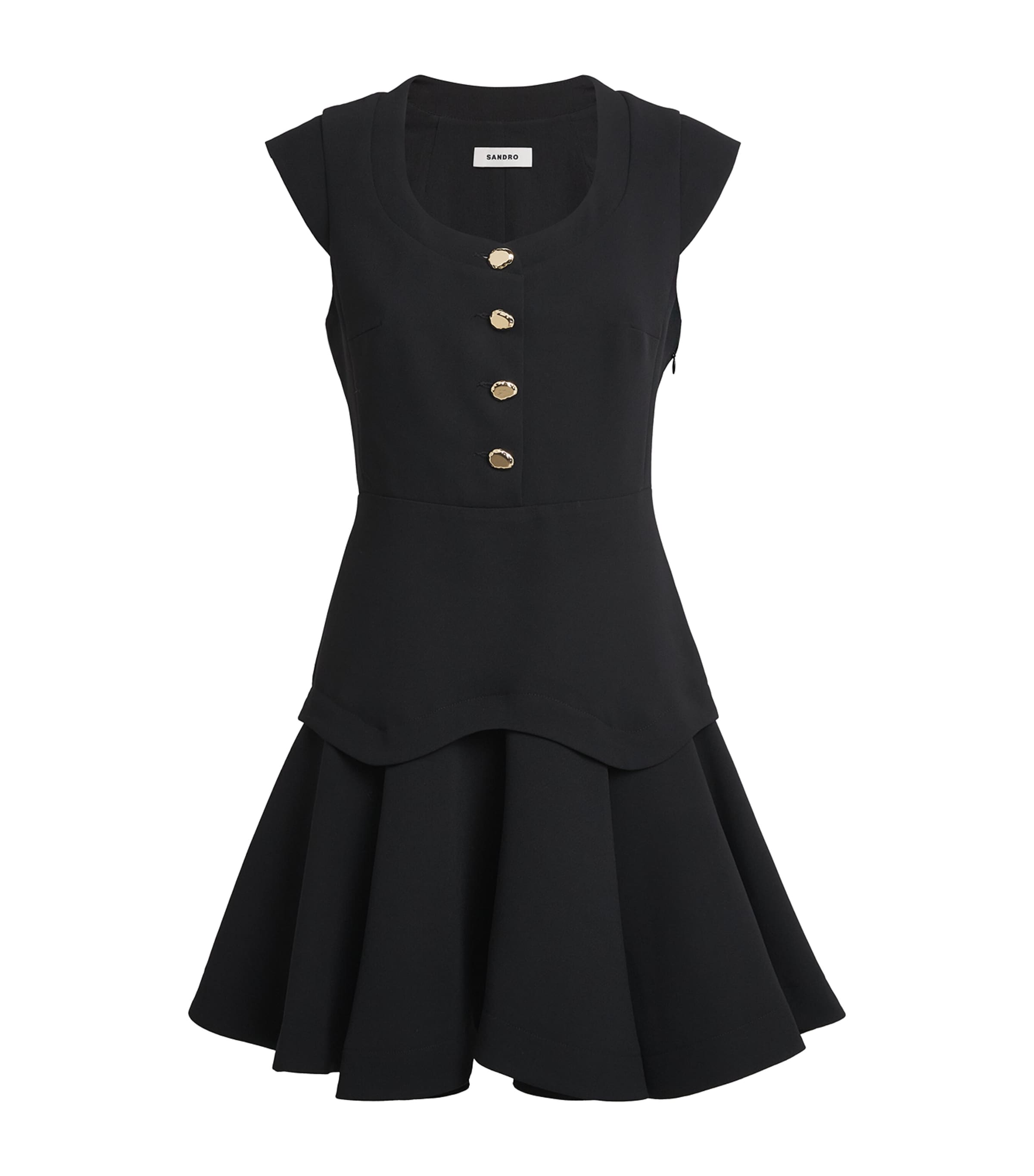 Sandro Paris Womens Structured Buttoned Mini Dress Black Image 1