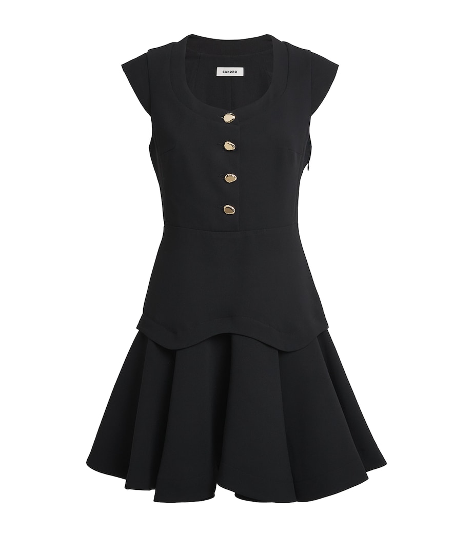 Sandro Paris Womens Structured Buttoned Mini Dress Black Image 1