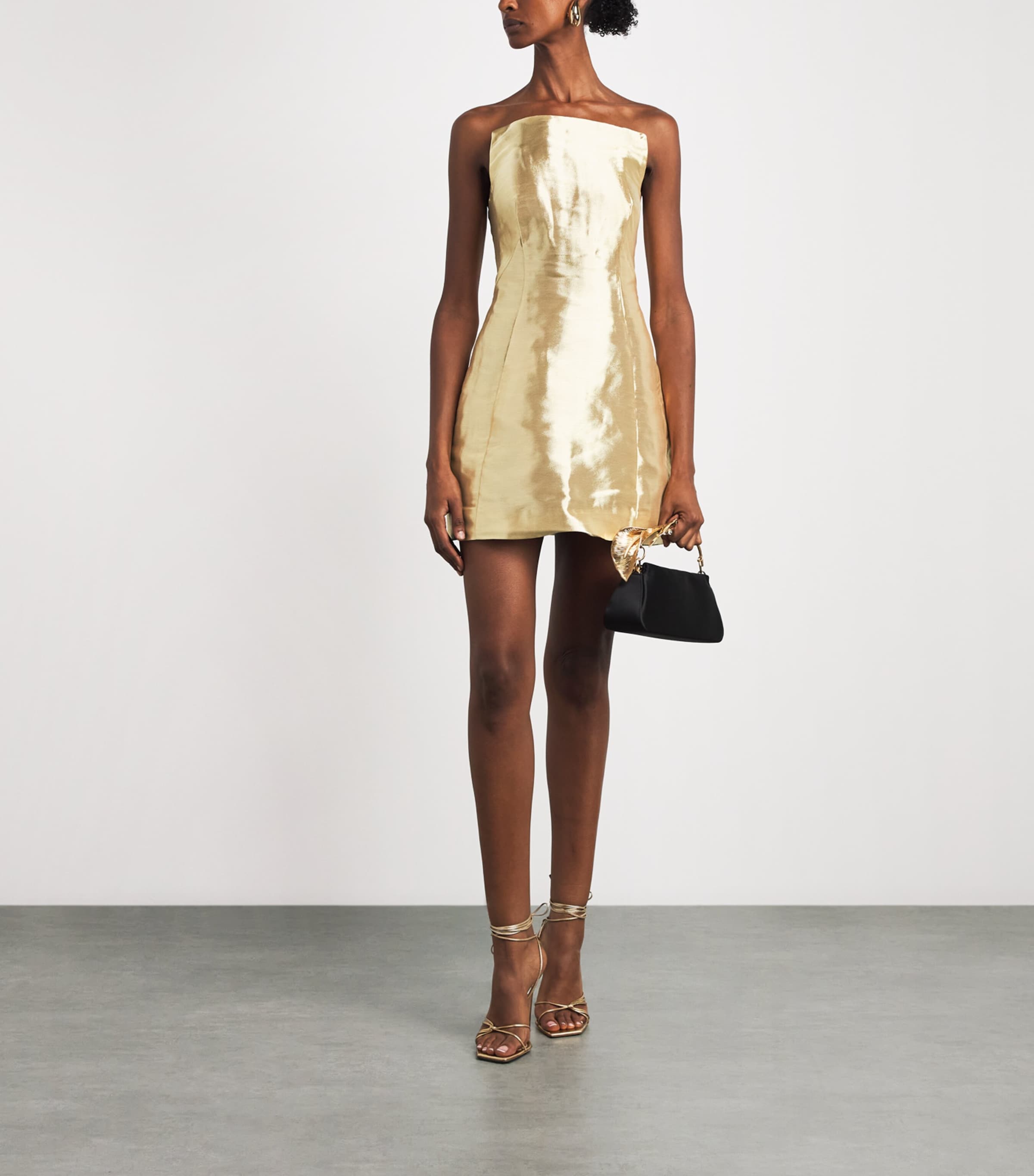 Cult Gaia Womens Satin Strapless Wren Mini Dress Gold Image 2