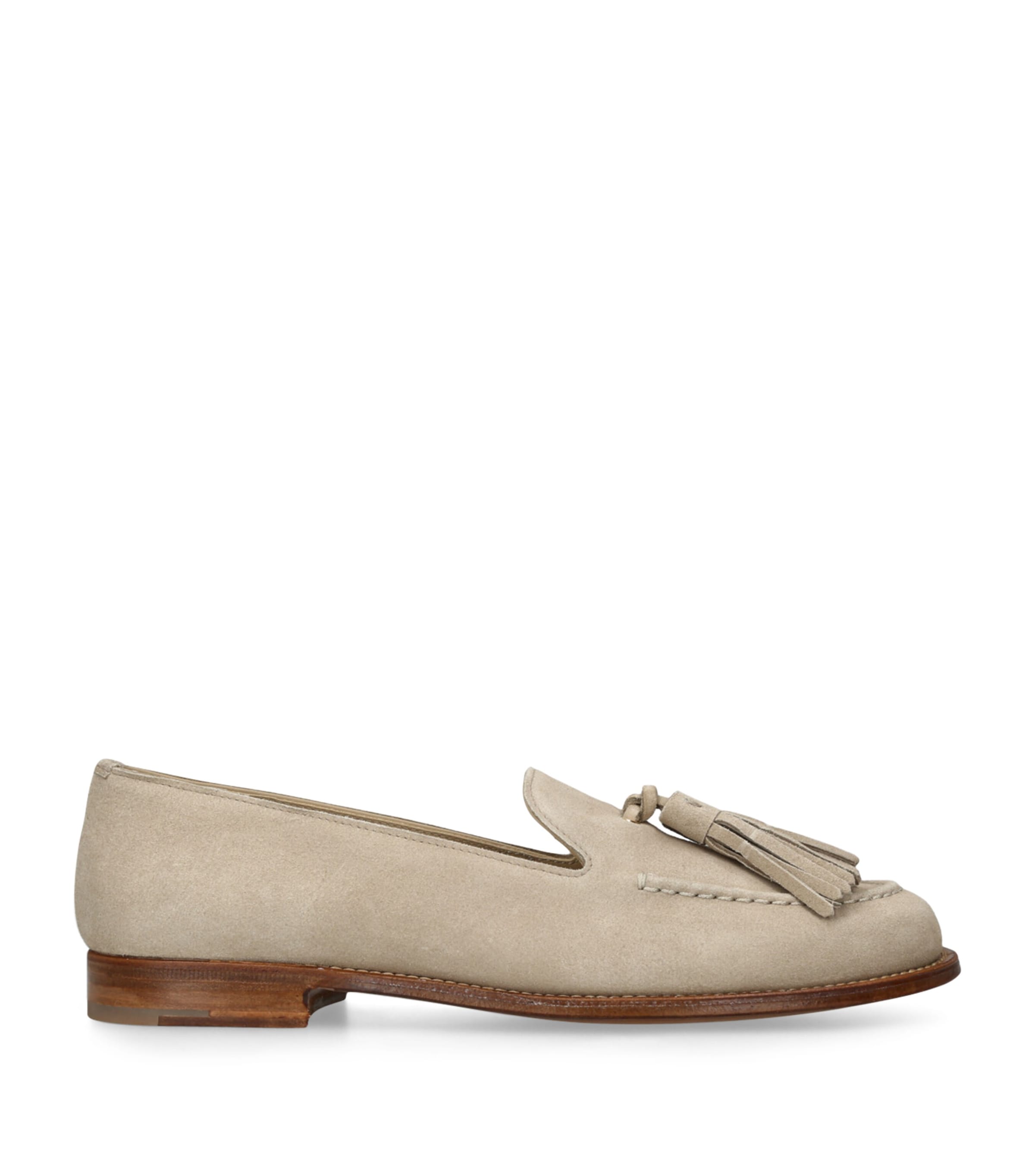 Church's Womens Suede Tassel Loafers Cream Image 1