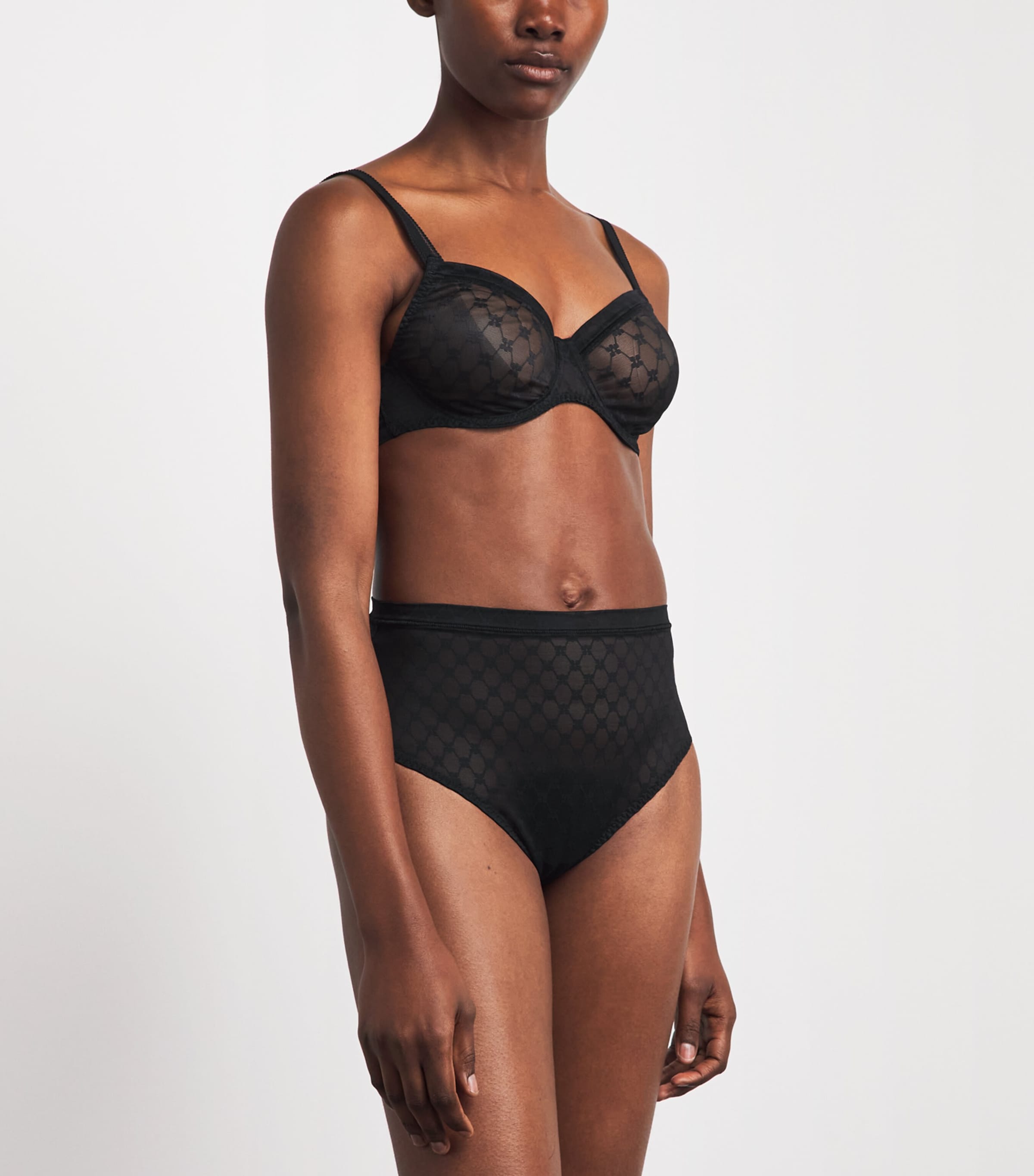 Simone Perele Womens Lace Plume Plunge Bra Black Image 2