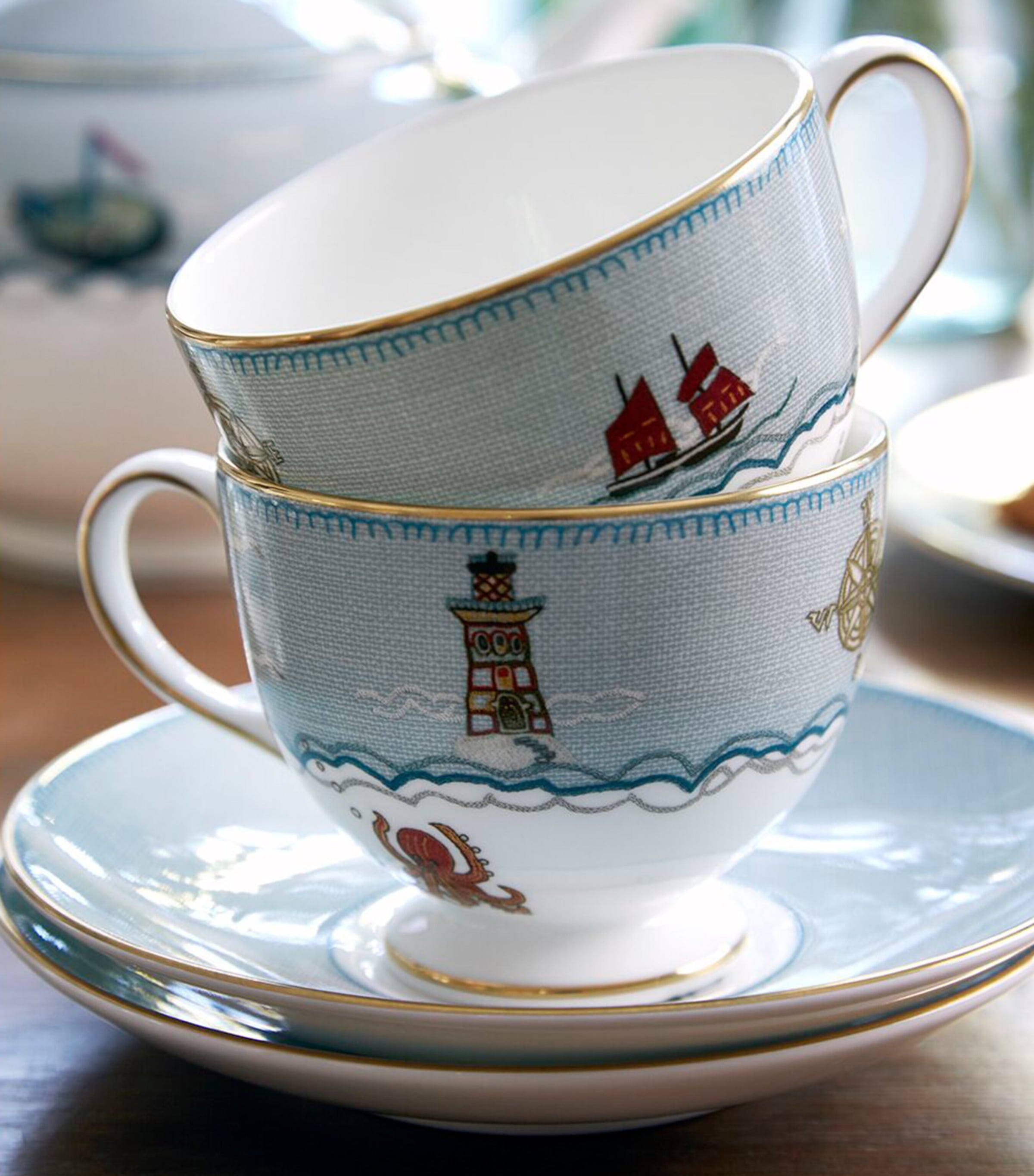 Wedgwood x Kit Kemp Sailor’s Farewell Teacup and Saucer Blue Image 3