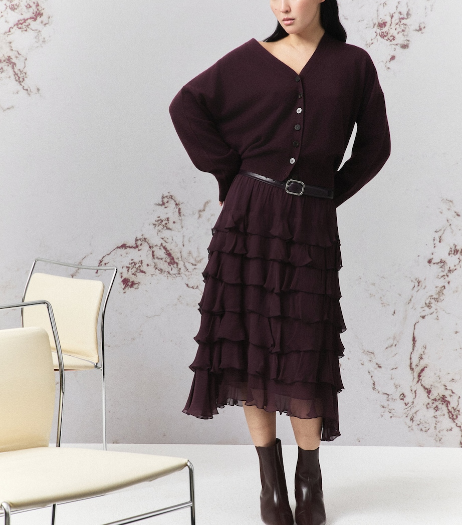 Marella Womens Ruffled Midi Skirt Blackberry Image 4